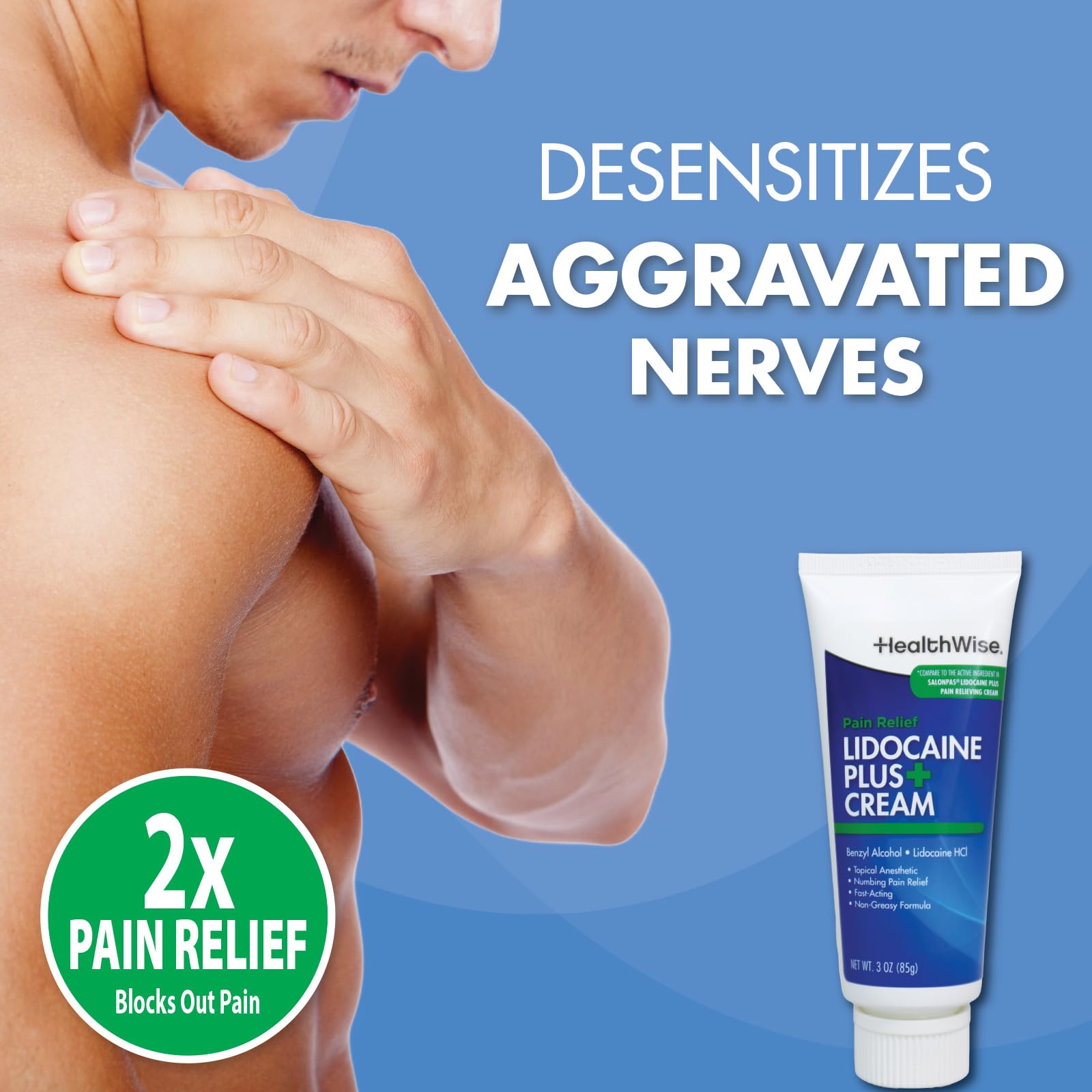 HealthWise Lidocaine Plus+ Cream | Numbs Away Pain | | Non-Greasy | 3.0 Oz | 4% OTC Lidocaine + 10% Benzyl Alcohol | Topical Anesthetic HealthWise Au supplements