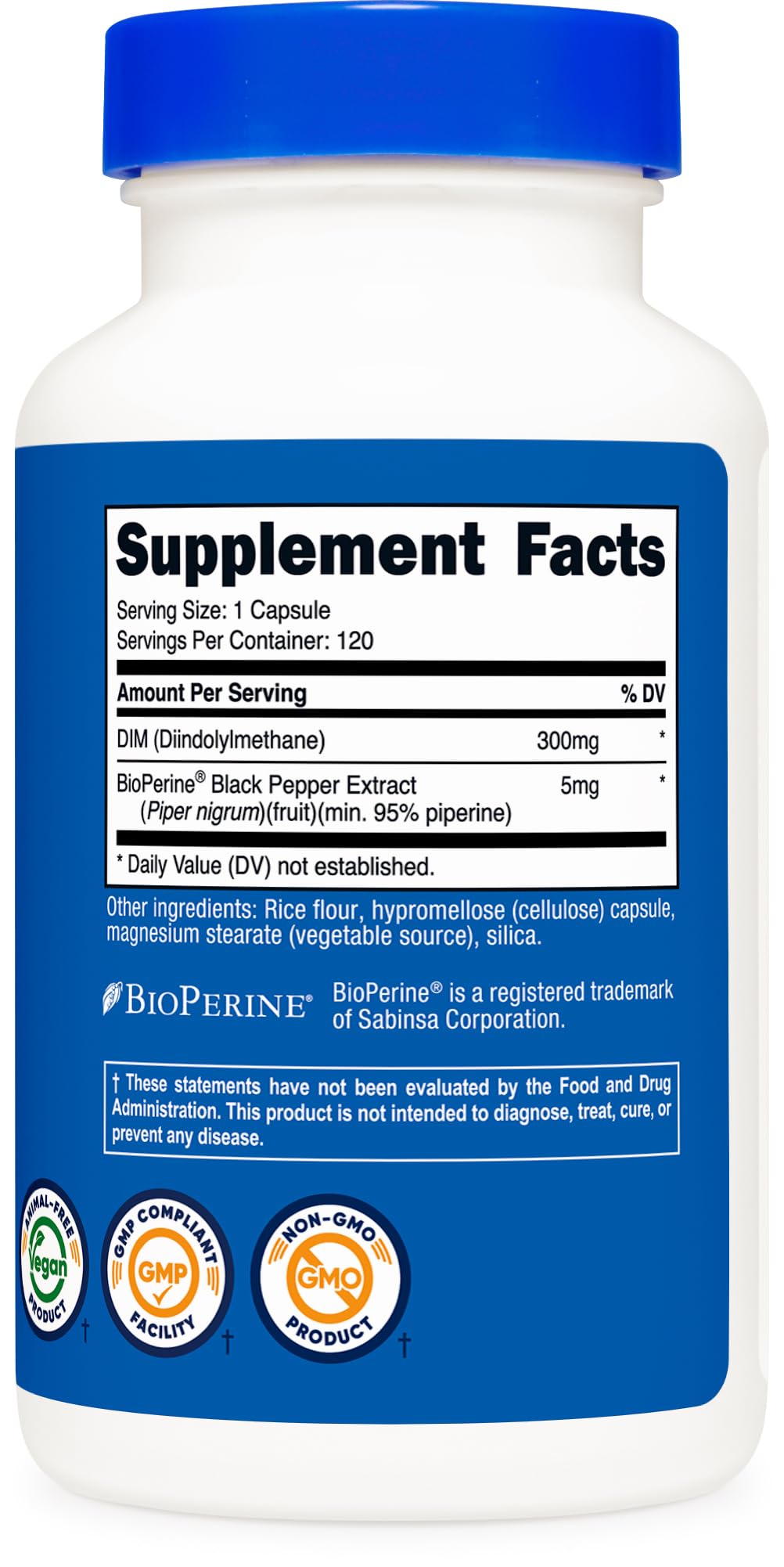 Nutricost DIM (Diindolylmethane) Plus BioPerine 300mg, 120 Vegetarian Capsules - Up to 4 Month Supply, Max Strength DIM Supplement Nutricost Au supplements