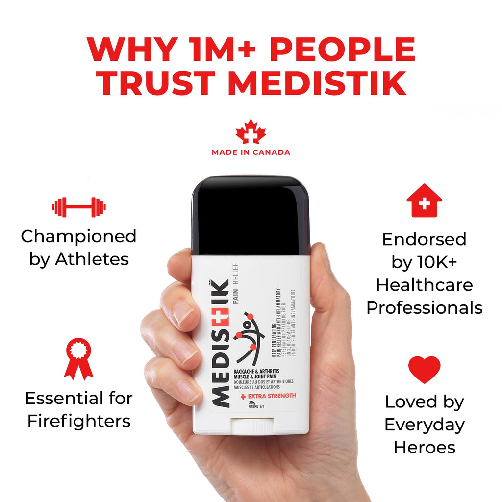 Medistik Extra Strength Pain Relief Stick. Long Lasting Topical Pain Reliever for Backache, Muscle & Joint Pain, 58g (One Pack) Medistik Au supplements