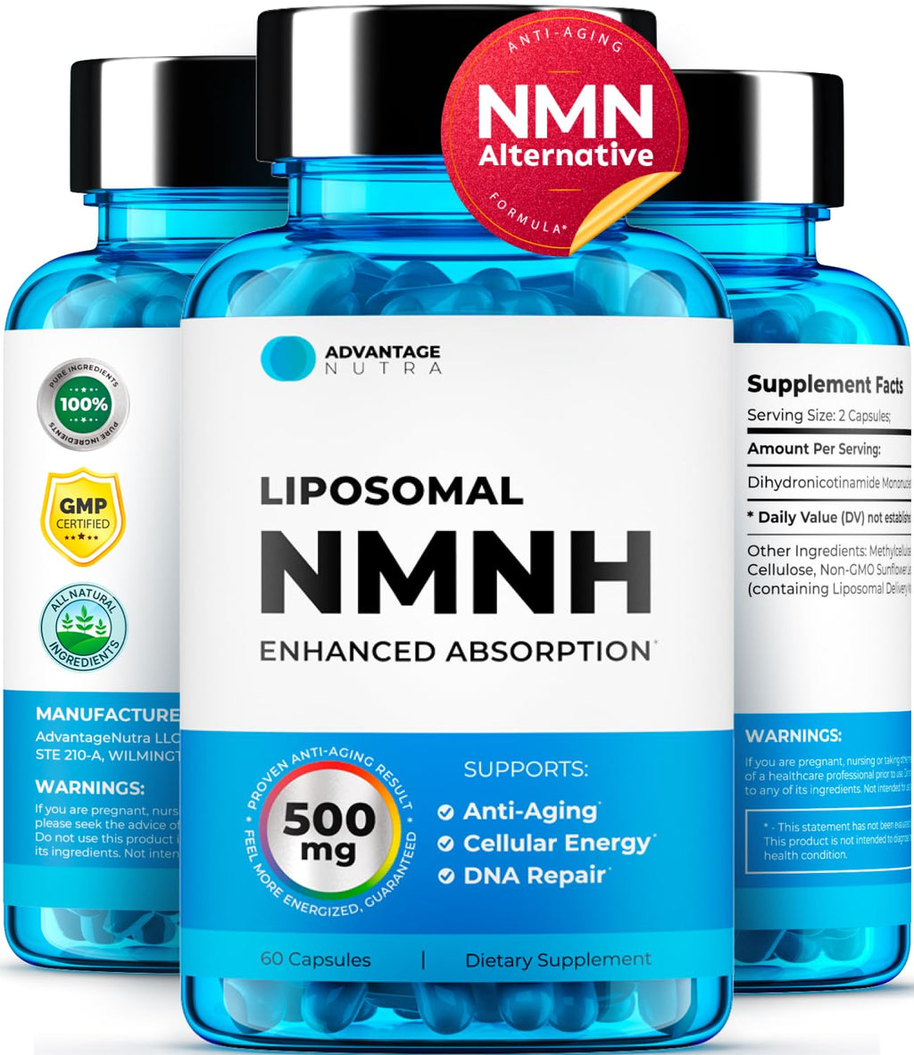 Liposomal NMNH 500 MG - NMN Supplement Alternative - NAD Supplements for Women & Men | Healthy Anti Aging - Cell Support for Energy, Focus & Skin - Advanced NAD+ Resveratrol 3-Party Tested | 1 Pack AdvantageNutra Au supplements