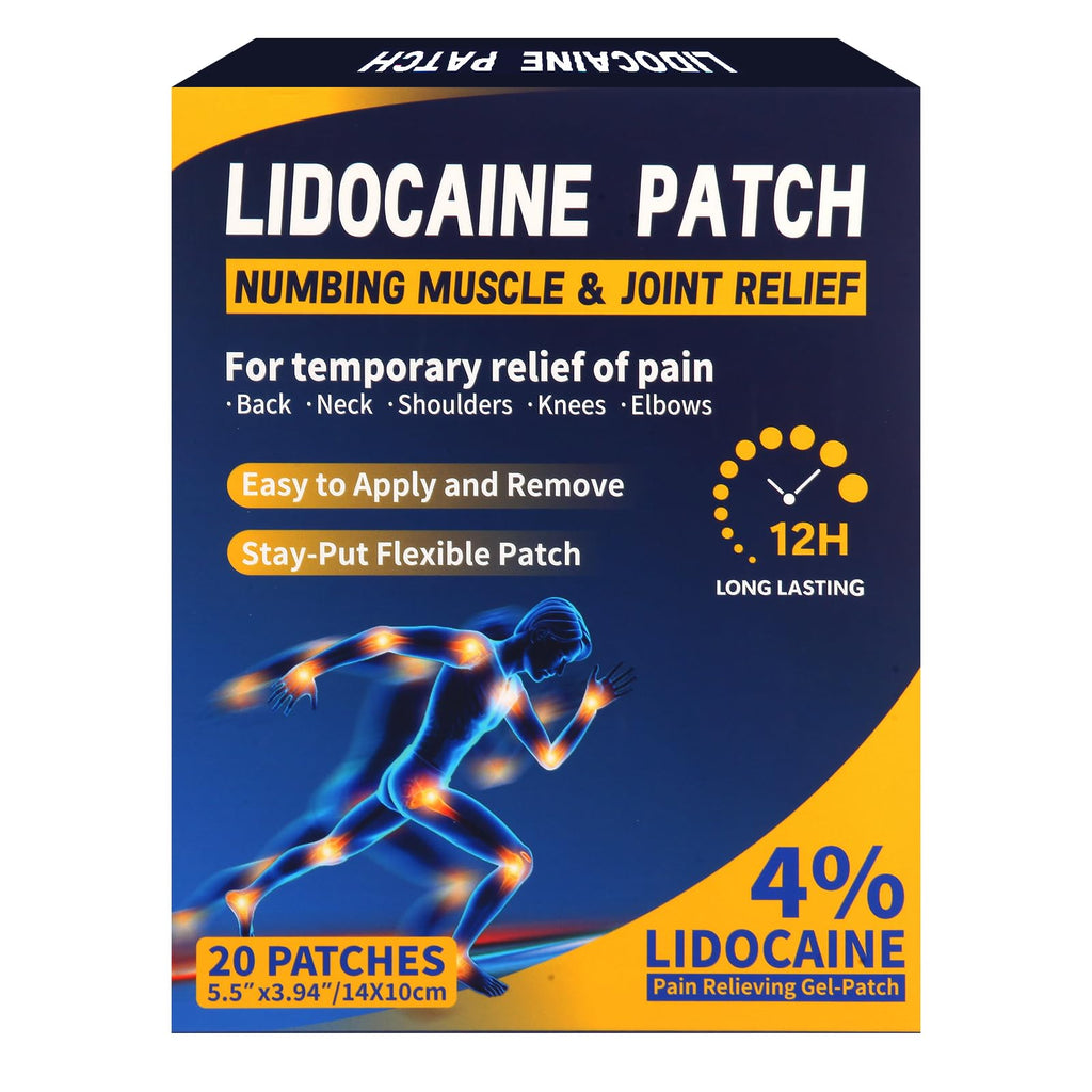 AROSLU Lidocaine Pain Relief Patches Maximum Strength Numbing Gel Patch for Back Knee Neck Shulder Joint Ache Muscle Soreness ICY Compress Topical 20-PCS AROSLU Au supplements