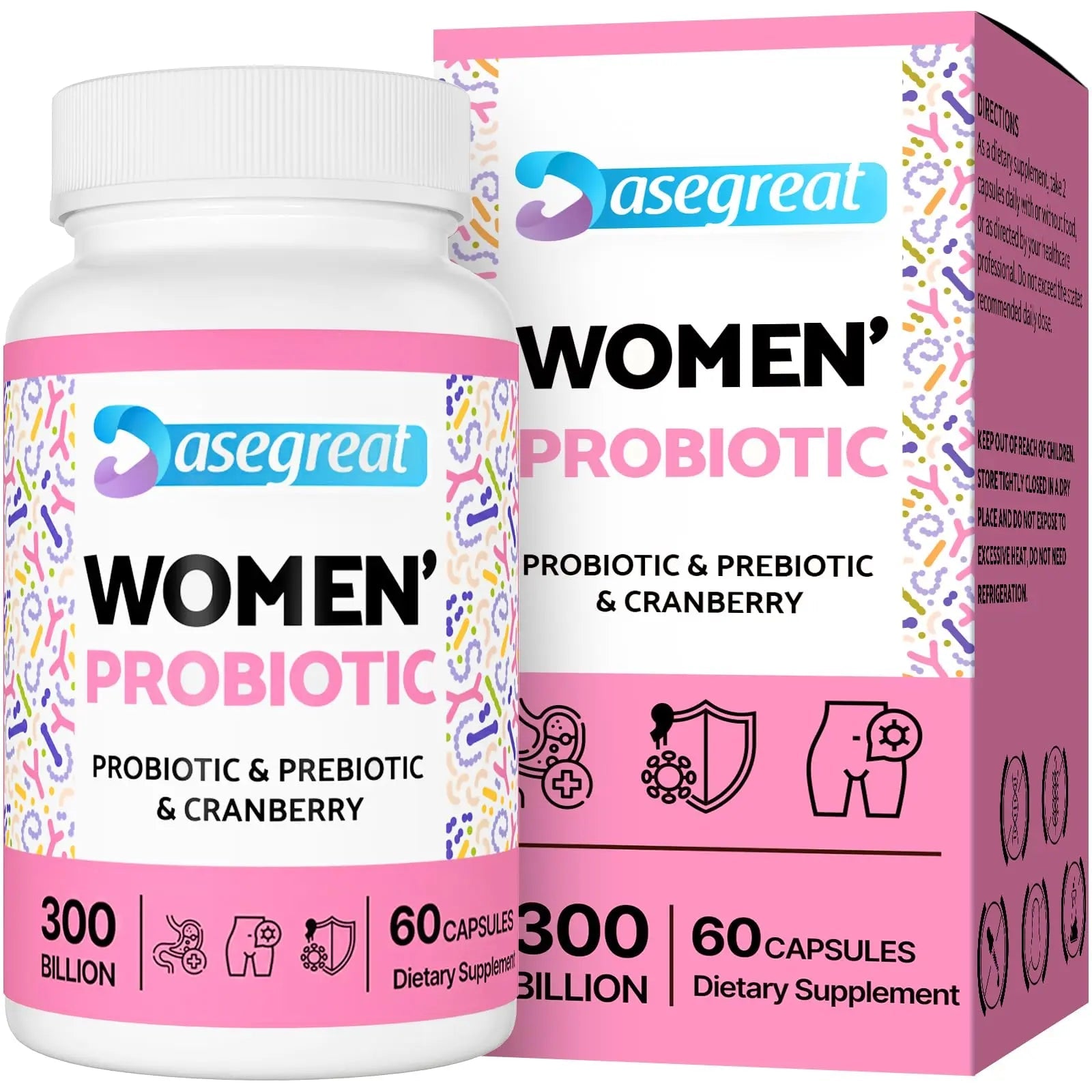 300 Billion CFUs Probiotics for Women,12 Strains Probiotics with Prebiotic Cranberry Heafetine Au supplements