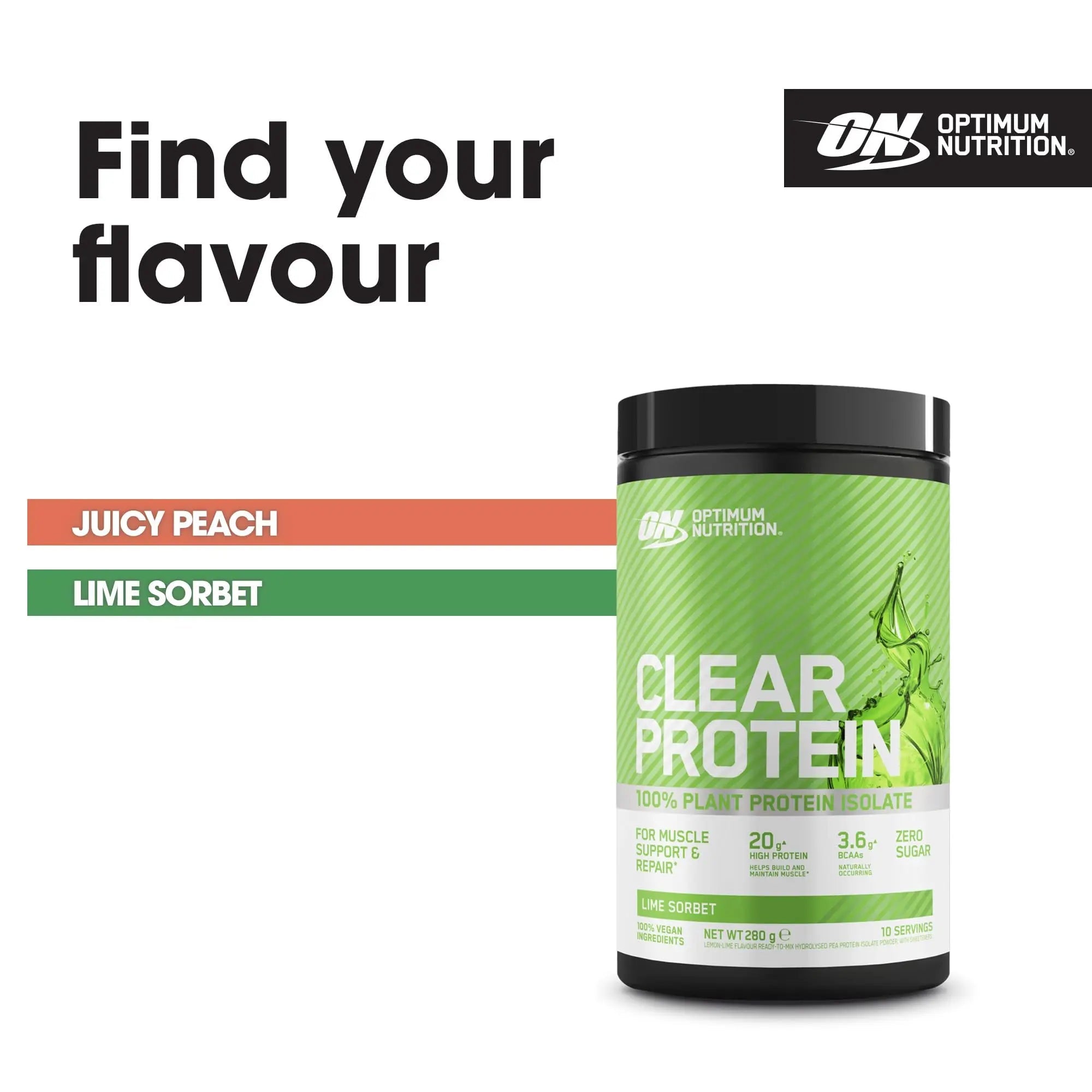 Optimum Nutrition Clear Protein 100% Plant Protein Isolate, Lime Sorbet Optimum Nutrition Au supplements