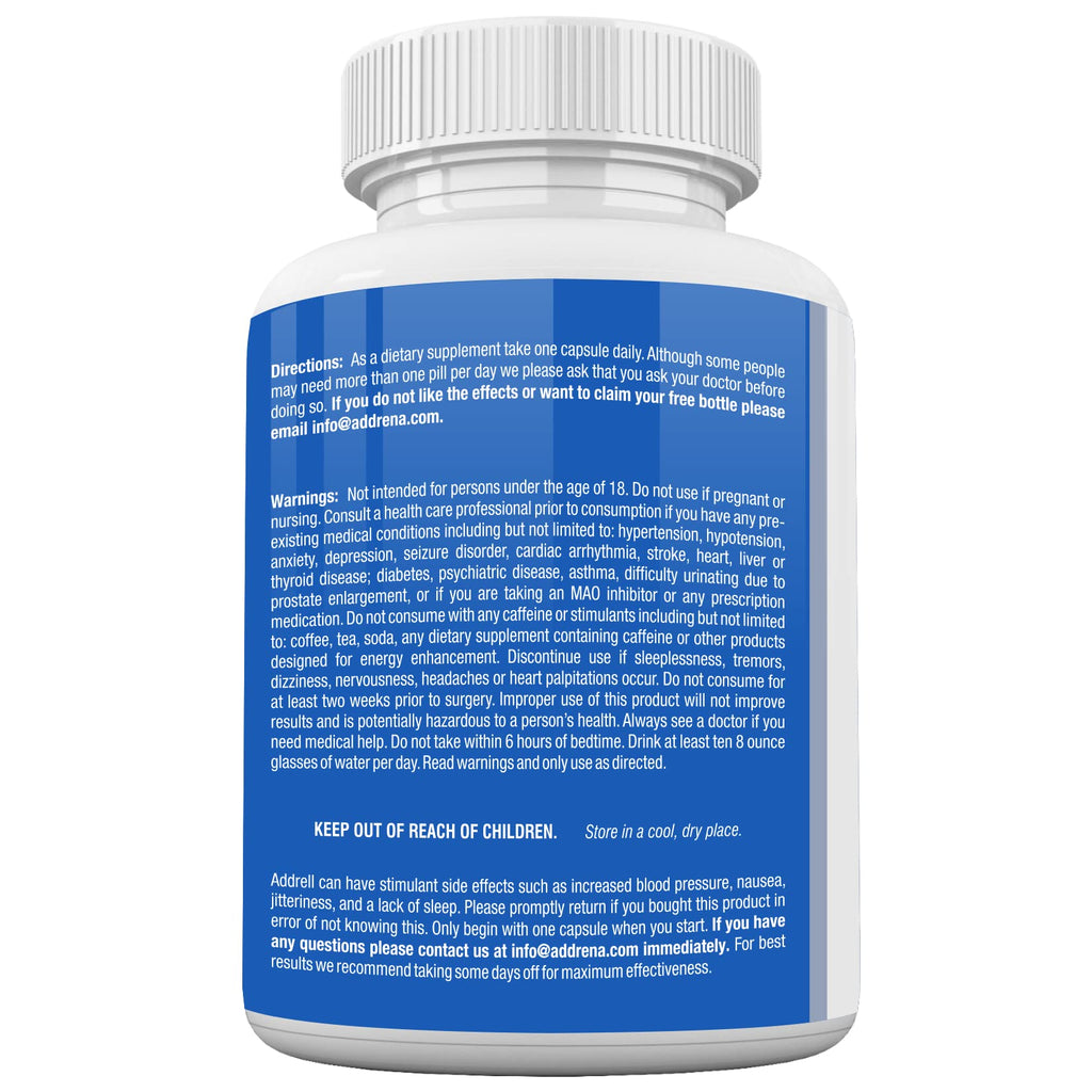 Focus Pep Addrell Energy Stimulant Pills- Natural Nootropic Brain Supplement Alternative Pill & Study Supplements Substitute to Elevate Mental Clarity for Women & Men OTC- 60 Mind Booster Capsules Focus Pep Au supplements