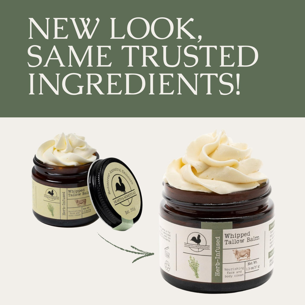 Hearth and Homestead: Handmade Whipped Tallow Balm (Unscented/Herb-Infused)