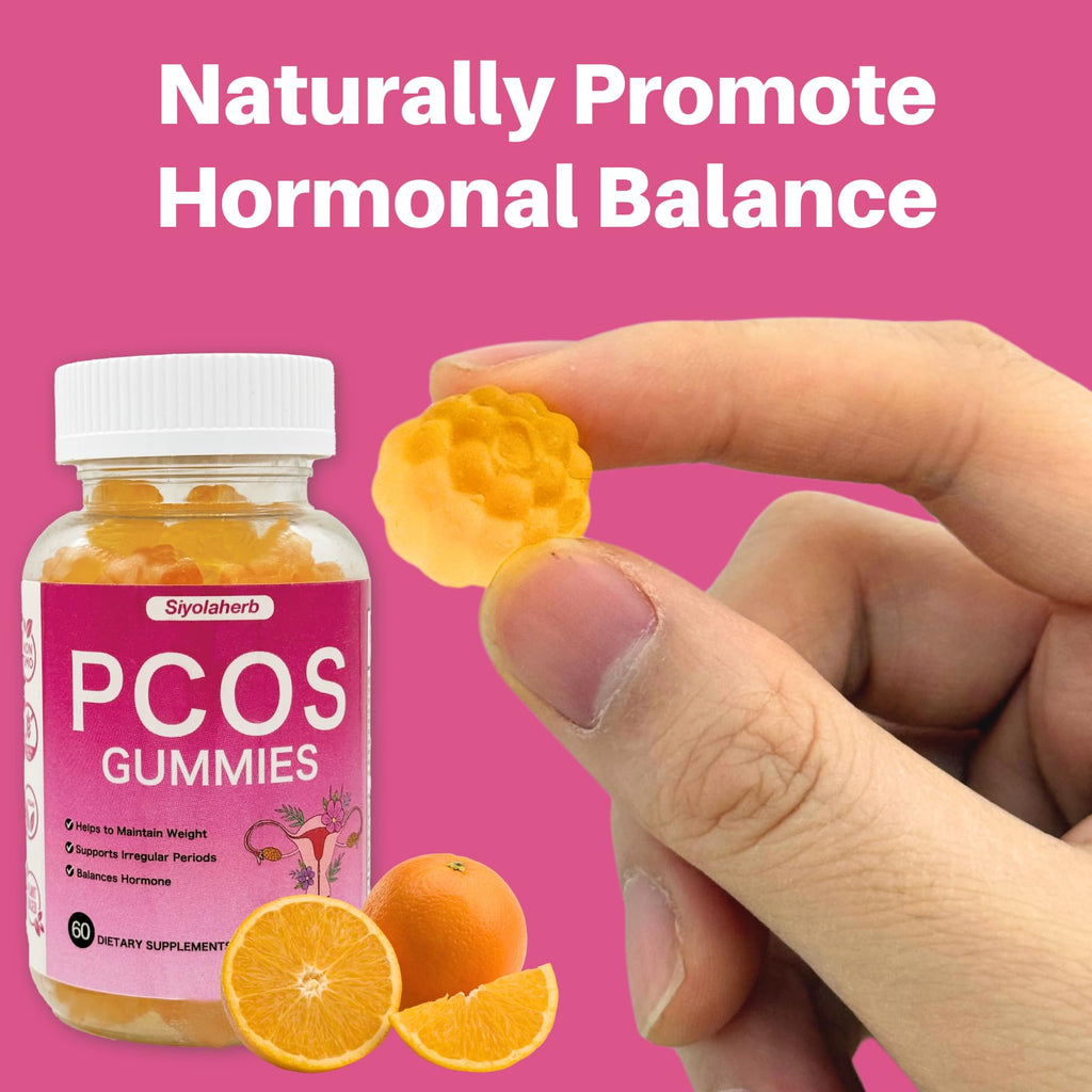 PCOS Vitamins Gummies for Women Hormone Balance & PCOS Relief & Fertility Support, 60 Ovarian Support Vitamins with Inositol for Healthy Menstrual Cycle, Inositol Gummies for Hirsutism and Acne Siyolaherb Au supplements