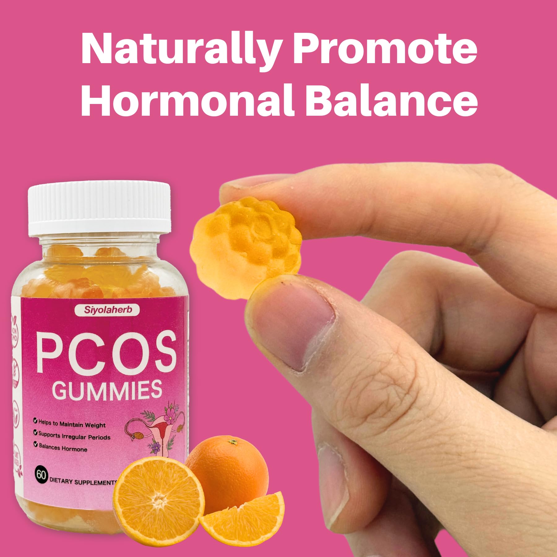 PCOS Vitamins Gummies for Women Hormone Balance & PCOS Relief & Fertility Support, 60 Ovarian Support Vitamins with Inositol for Healthy Menstrual Cycle, Inositol Gummies for Hirsutism and Acne Siyolaherb Au supplements