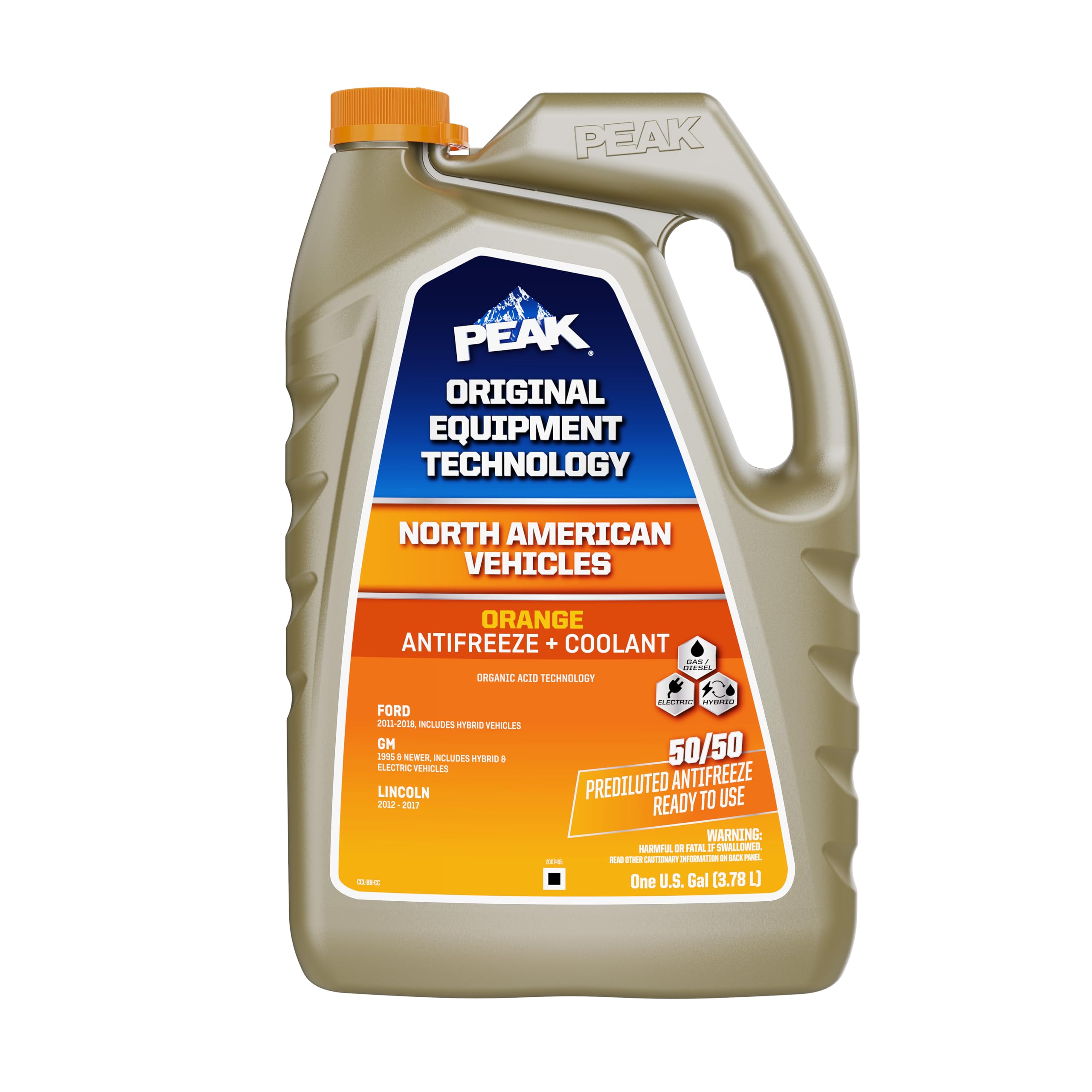 PEAK OET Extended Life Orange 50/50 Prediluted Antifreeze/Coolant for North American Vehicles, 1 Gal. PEAK Au supplements