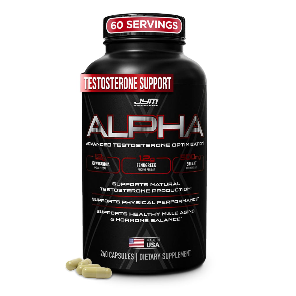 Alpha JYM X Advanced Booster - Vitality, Optimization, , Ashwagandha, Boron, , Fenugreek, Eurycoma, Damiana, Quercetin, DIM, JYM Supplemental Science (240 Capsules)