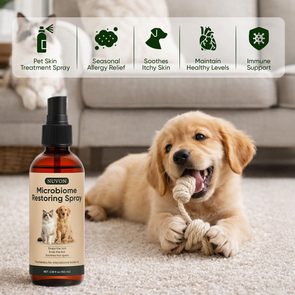 Wanciment NUVON Postbiotic Spray - Hot Spot Treatment for Dogs & Cats - Helps Alleviate Sensitive Skin, Scratching, and Licking of Coat - 3.38 fl oz Wanciment Au supplements