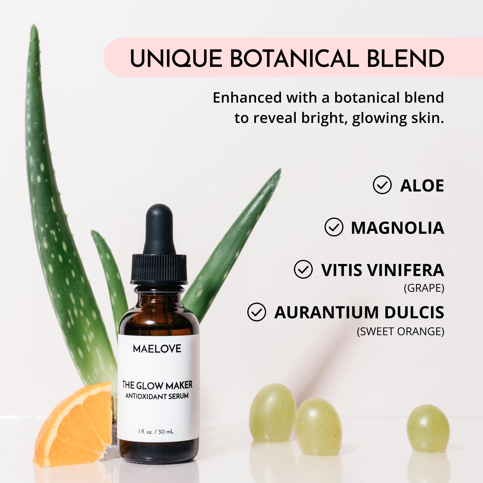 MAELOVE Glow Maker Vitamin C Serum with Vitamin E, Ferulic Acid & Hyaluronic Acid, Award-Winning Brightening
