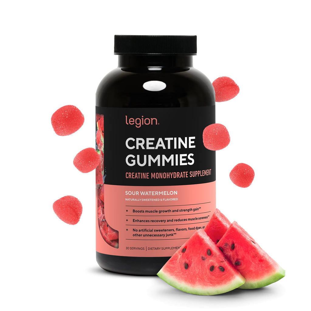 LEGION Creatine Monohydrate Gummies – Clean Chewable Creatine Supplement for Strength, Endurance & Muscle Recovery – 30 Sour Watermelon Flavor Servings