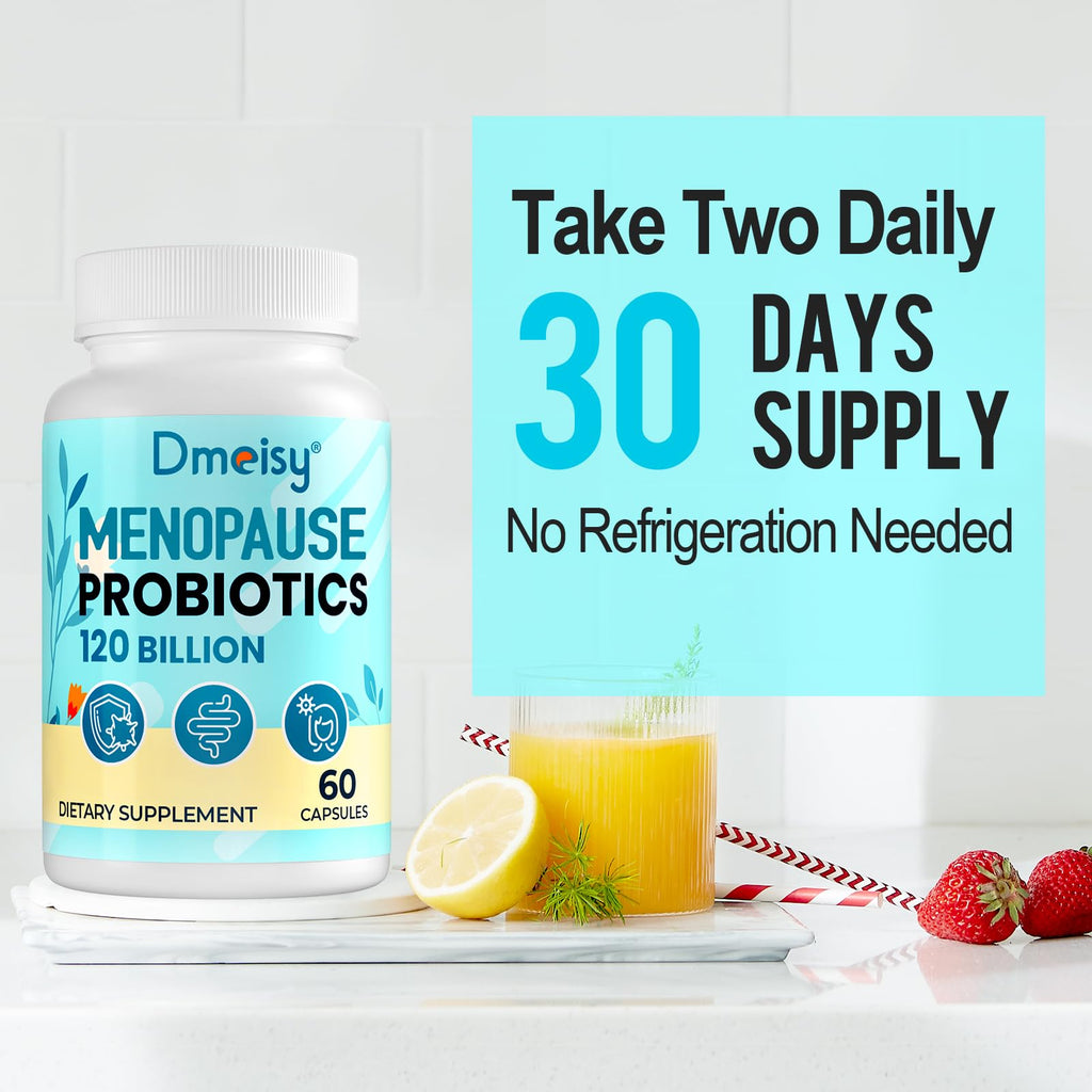 Menopause Supplements for Women, 120 Billion CFU Probiotic, 13-in-1 Herbs Probiotics Complex, for Menopause Relief, Hormone Balance, Hot Flashes, Night Sweats, Mood Swings, Gut & Immunity - 60 Capsule Dmeisy Au supplements
