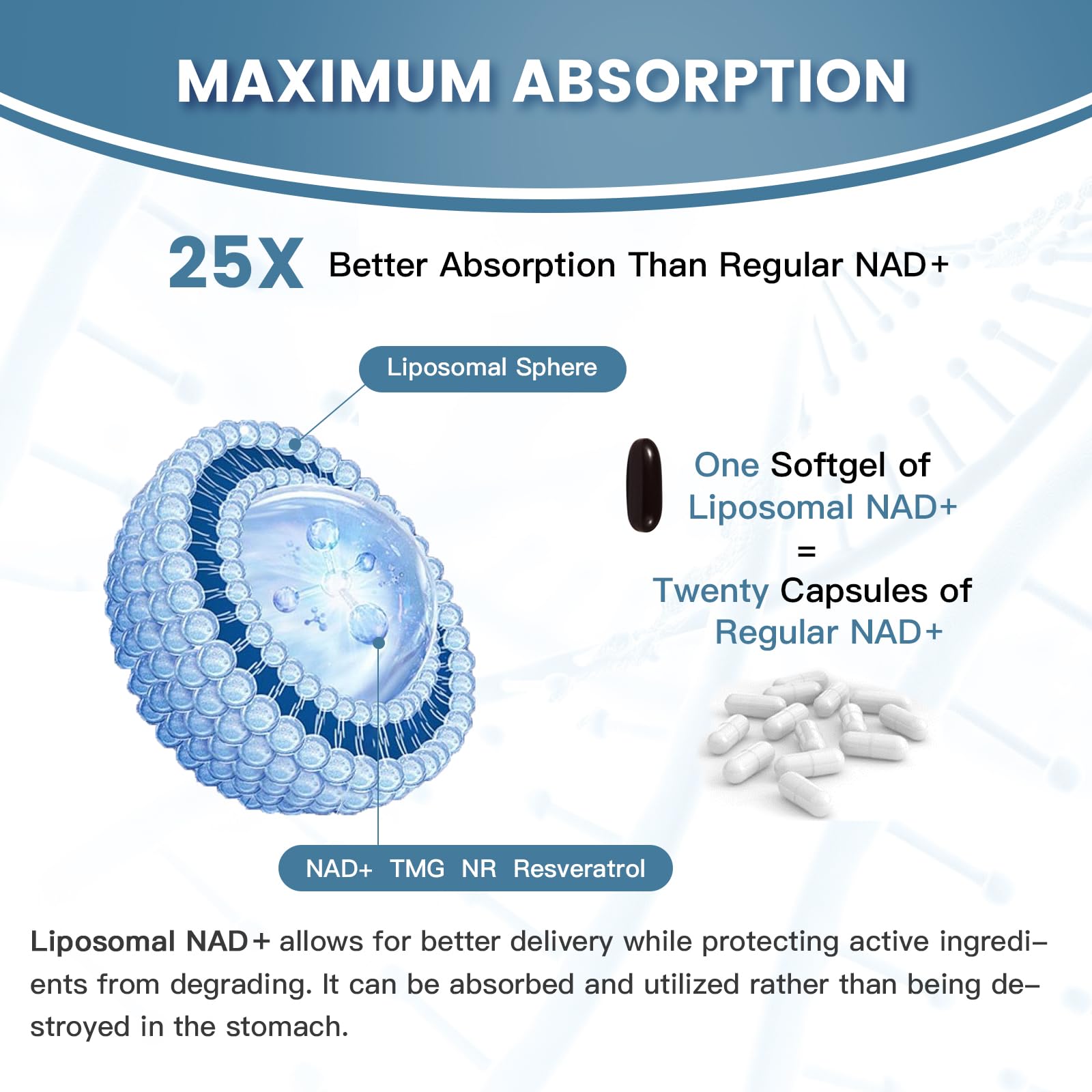 inGreens Liposomal NAD+ Supplement 1800 mg with Nicotinamide Riboside, Trans Resveratrol, Trimethylglycine，Replaces NMN, Boost NAD+, Aging Defense，Cellular Energy, 120 Softgels inGreens Au supplements