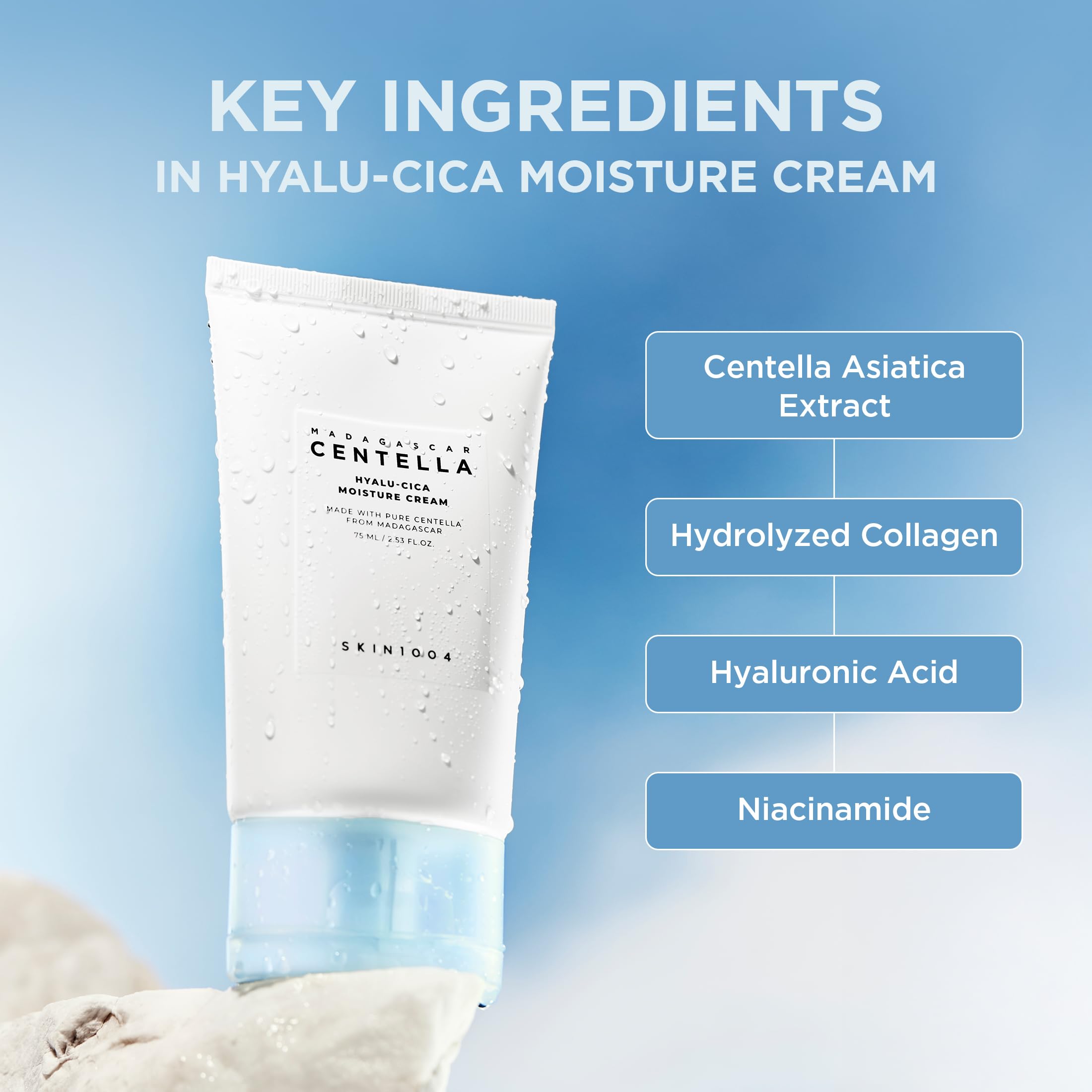 SKIN1004 Hyalu-Cica Moisture Cream, Face Moisturizer with Hyaluronic Acid, Centella Cream for Deep Hydration, Lightweight Nourishing