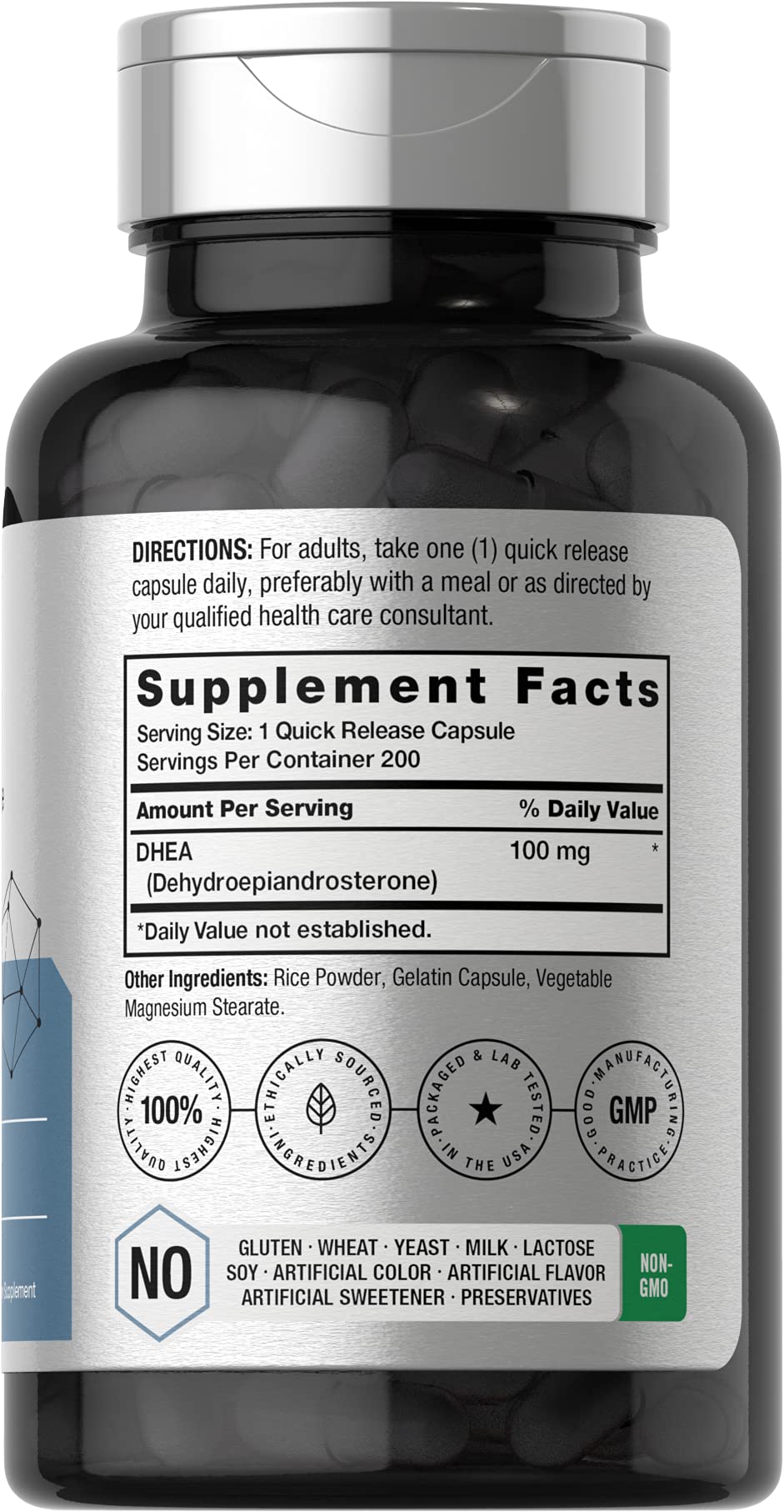 Horbäach DHEA 100mg | 200 Capsules | Supplement for Men and Women | Non-GMO, Gluten Free Horbäach Au supplements