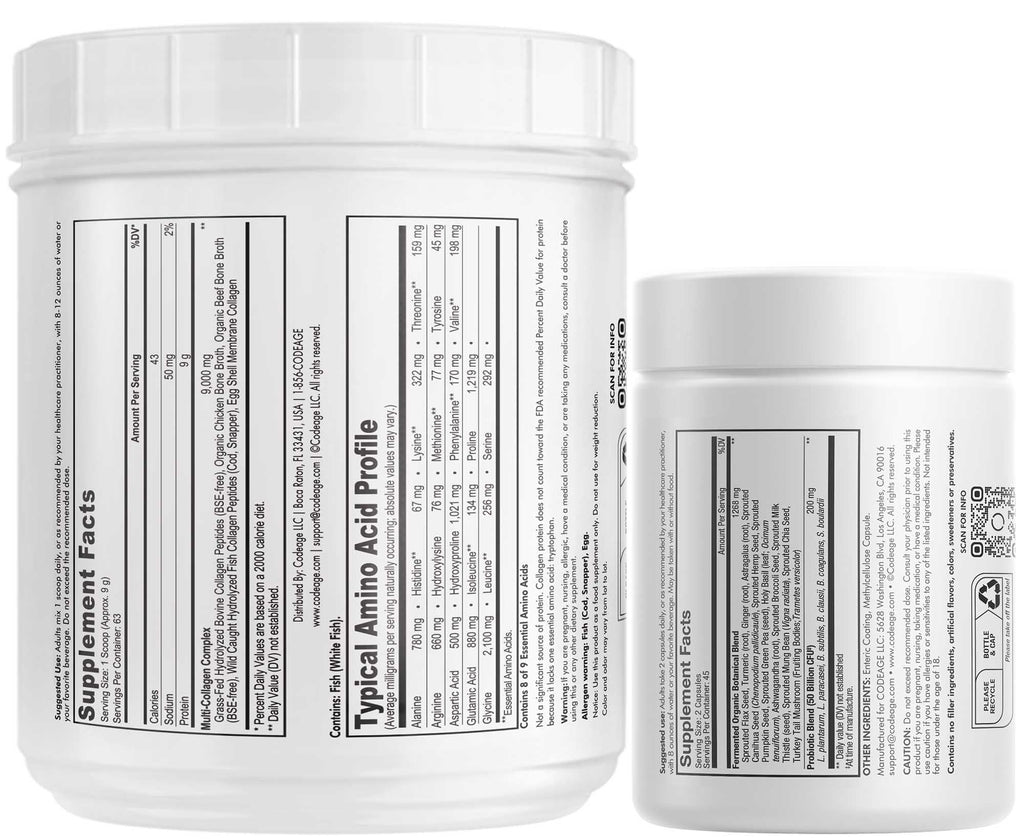 Codeage - Multi Collagen Protein + SBO Probiotics 50 Billion CFU Bundle Codeage Au supplements