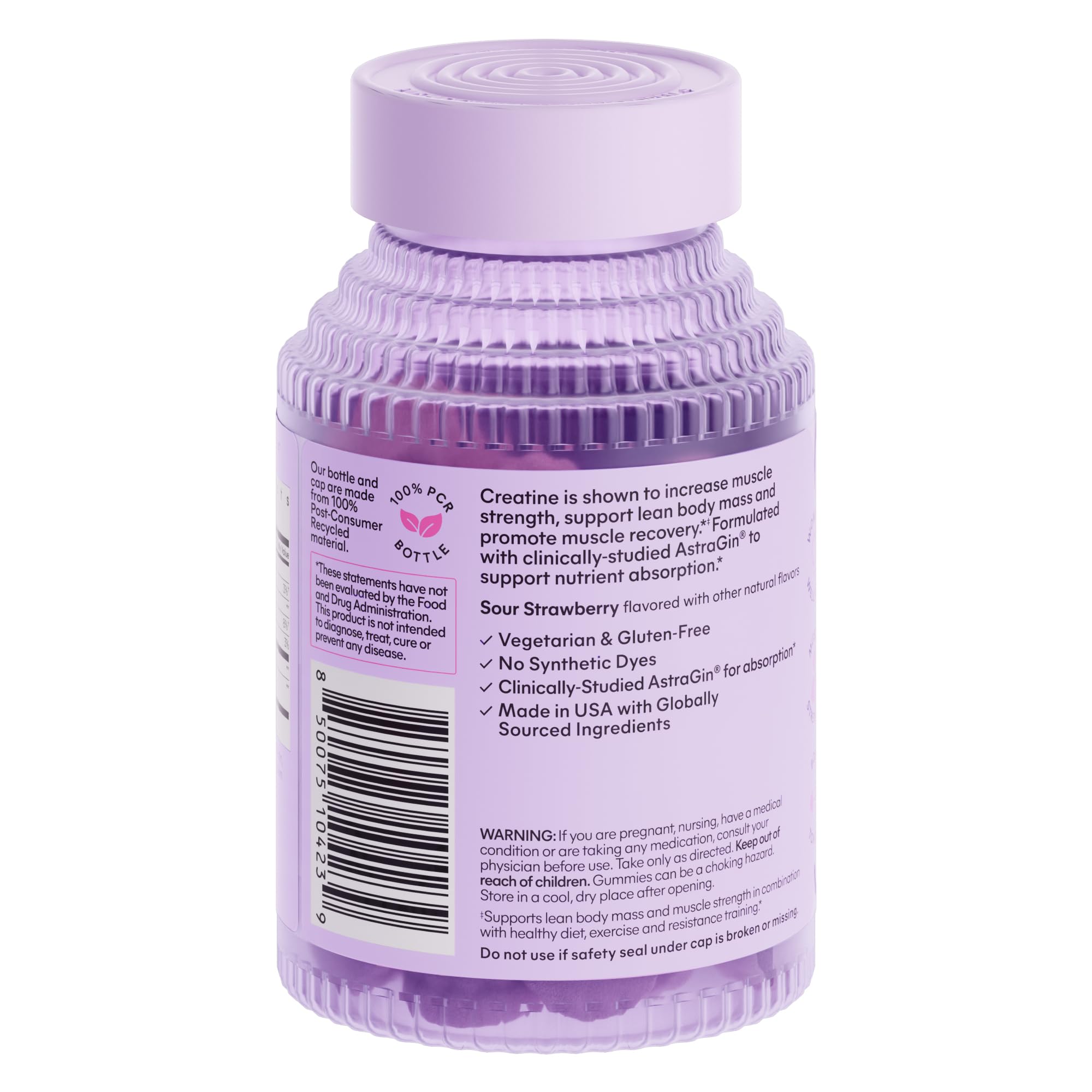 Lemme Creatine Monohydrate Gummies for Women and Men, 5g Dose to Support Lean Muscle, Strength, Recovery, Cognitive Health, w/Ginseng for Absorption