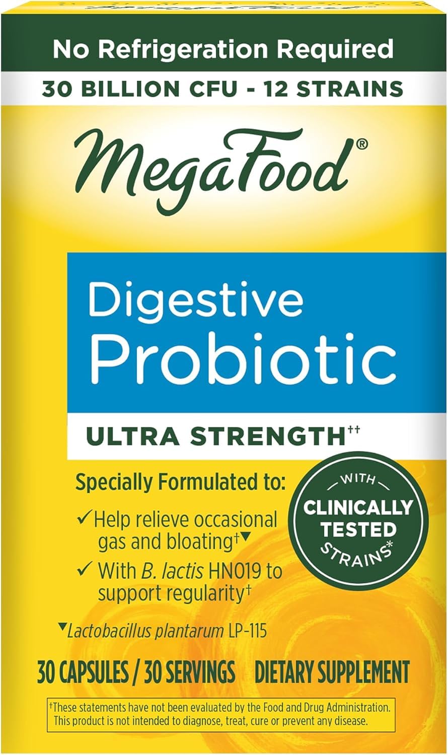 MegaFood Digestive Probiotic - 12 Strain Vegetarian Probiotics for Women & Men, 30 Billion CFUs, Support Gut Health, Probiotics for Digestive Health Help Relieve Occasional Gas & Bloating, 30 Capsules MegaFood Au supplements