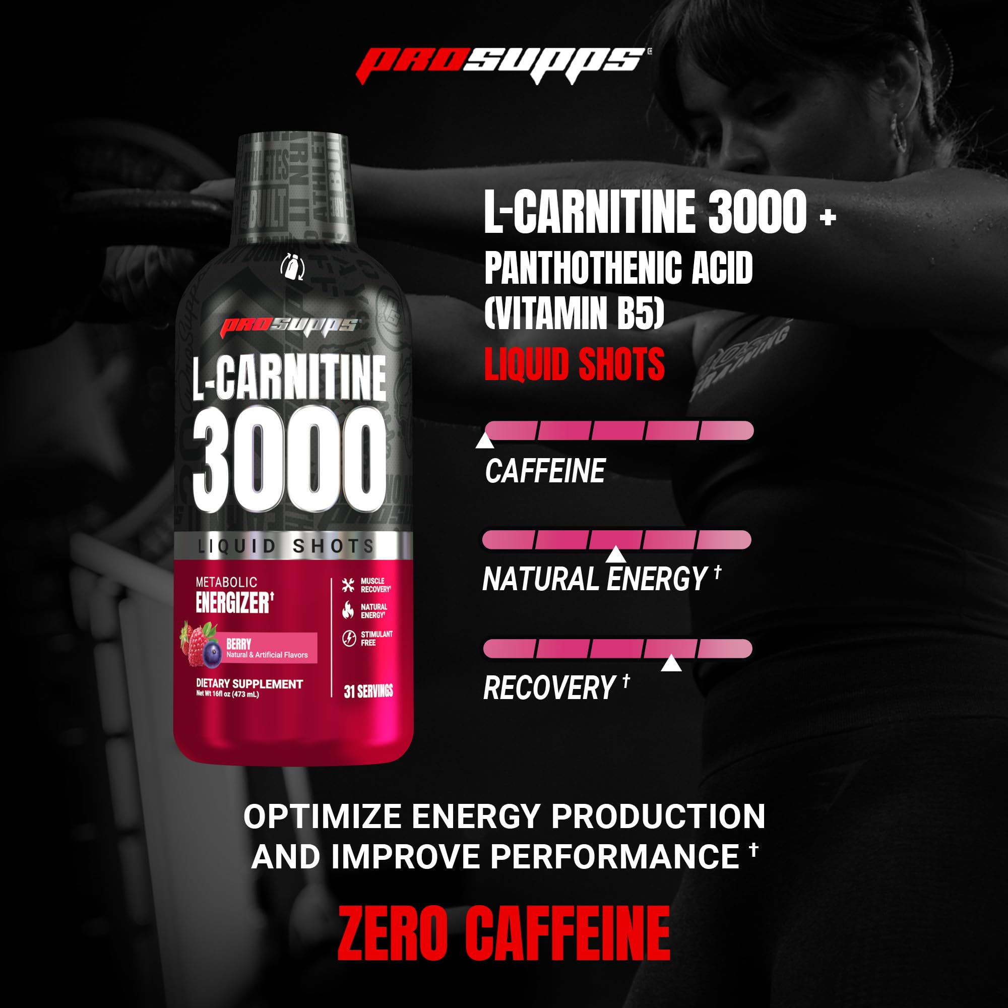 ProSupps L-Carnitine Liquid 3000, Stimulant-Free Liquid Shots for Men & Women - Clean Workout Drink for Energy, Performance & Muscle Recovery