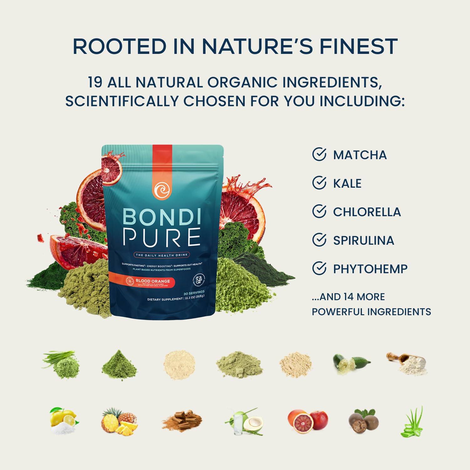 Bondi Pure - Daily Health & Detox Drink - Promote Gut Health & Energy Support During a Cleanse or Intermittent Fasting - Plant-Based Fibers,