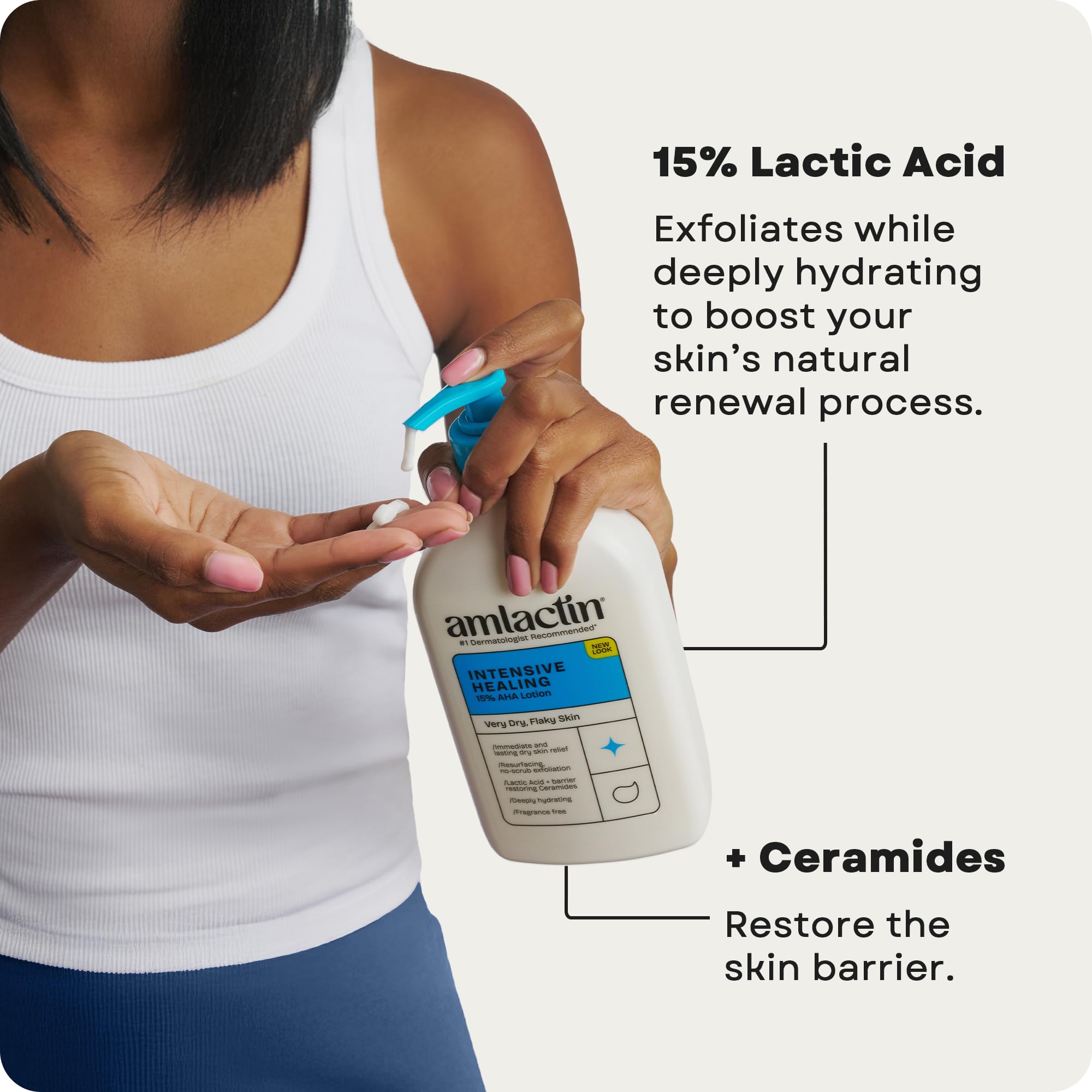 AmLactin Intensive Healing Body Lotion - Therapeutic Lotion for Extremely Dry Skin - No-Scrub Exfoliator and Moisturizer