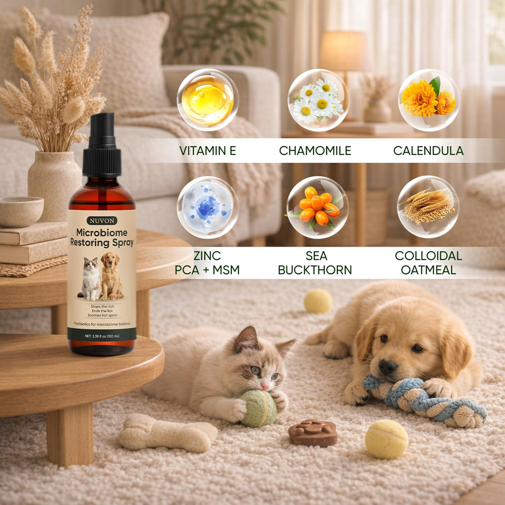 Wanciment NUVON Postbiotic Spray - Hot Spot Treatment for Dogs & Cats - Helps Alleviate Sensitive Skin, Scratching, and Licking of Coat - 3.38 fl oz Wanciment Au supplements