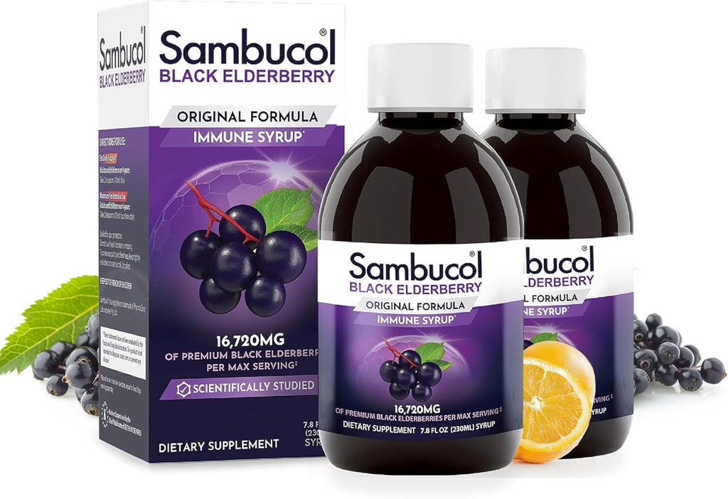 Sambucol Black Elderberry Syrup - Black Elderberry Liquid, Immune Support for Kids and Adults, High Antioxidants, Gluten Free