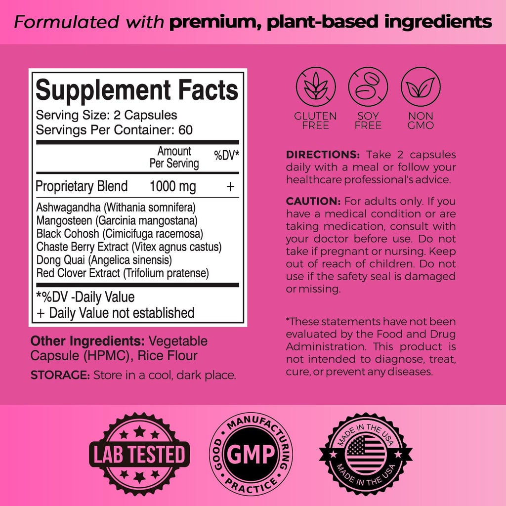 Perimenopause & Menopause Support Supplement for Women – Multi‑Symptom Relief with Black Cohosh & Red Clover Isoflavones | Ashwagandha Adaptogen & Herbal Blend | Hormone Balance Support | 120 Capsules SelecWell Au supplements