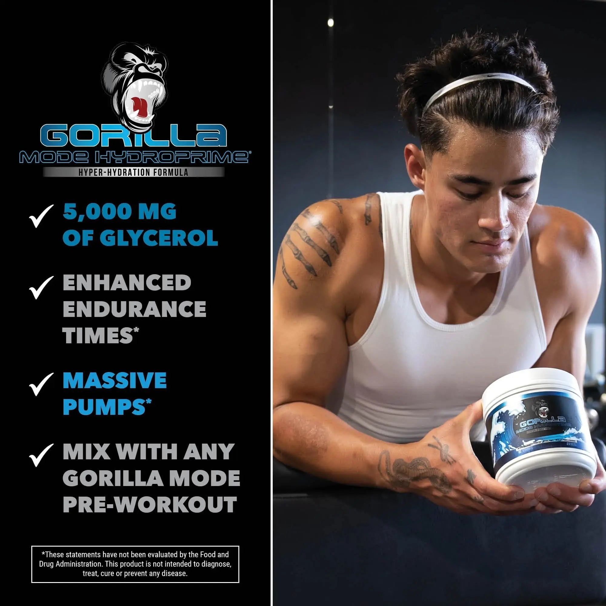 Gorilla Mind Hydroprime Glycerol Pre-Workout - Hydrating Pre-Workout Formula for Intense Gorilla Mind Au supplements