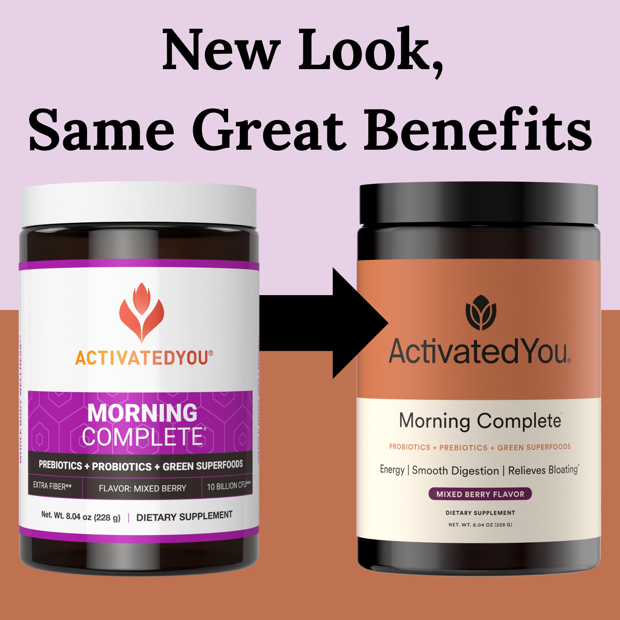 ActivatedYou Morning Complete Super Greens Powder Drink Mix - Gut Health Boost with Prebiotics, Probiotics, & Antioxidants - 10 Billion CFUs, Mixed Berry Flavor