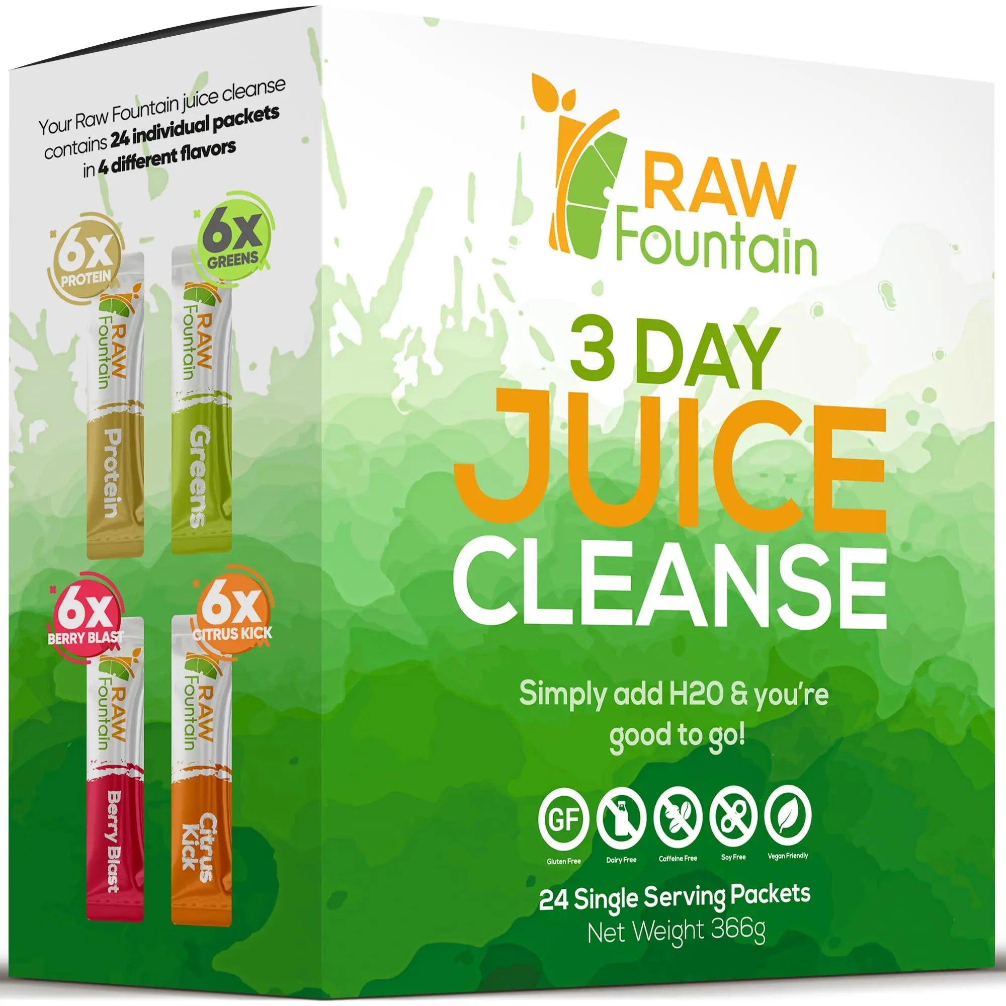 Raw Fountain 3 Day Juice Cleanse Detox, Weight Management Program, 24 Powder Packets Raw Fountain Au supplements