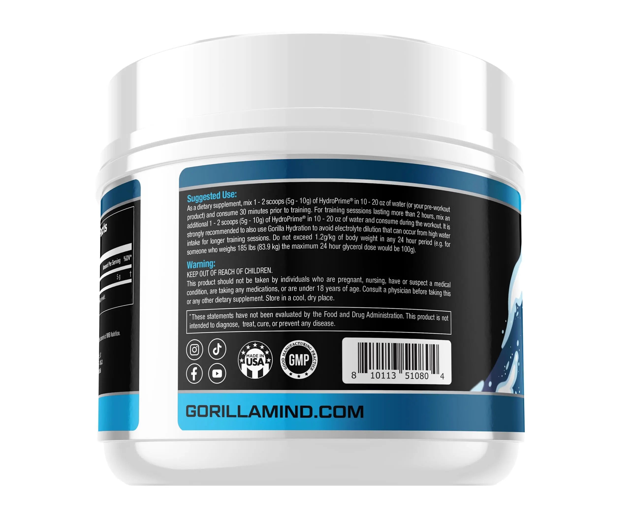 Gorilla Mind Hydroprime Glycerol Pre-Workout - Hydrating Pre-Workout Formula for Intense Gorilla Mind Au supplements