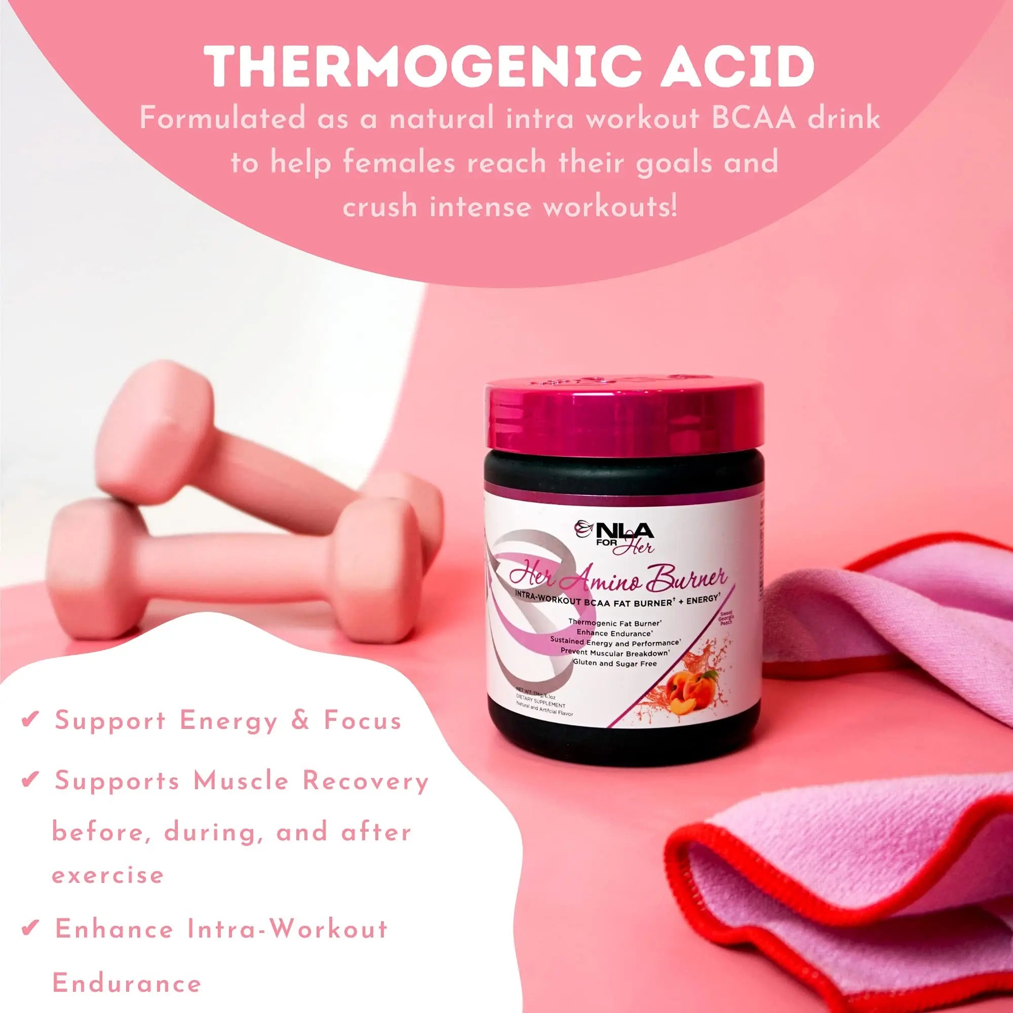 NLA for Her Pre/Intra Workout Stack (Includes Her Thermogenic Amino Georgia Peach NLA for Her Au supplements