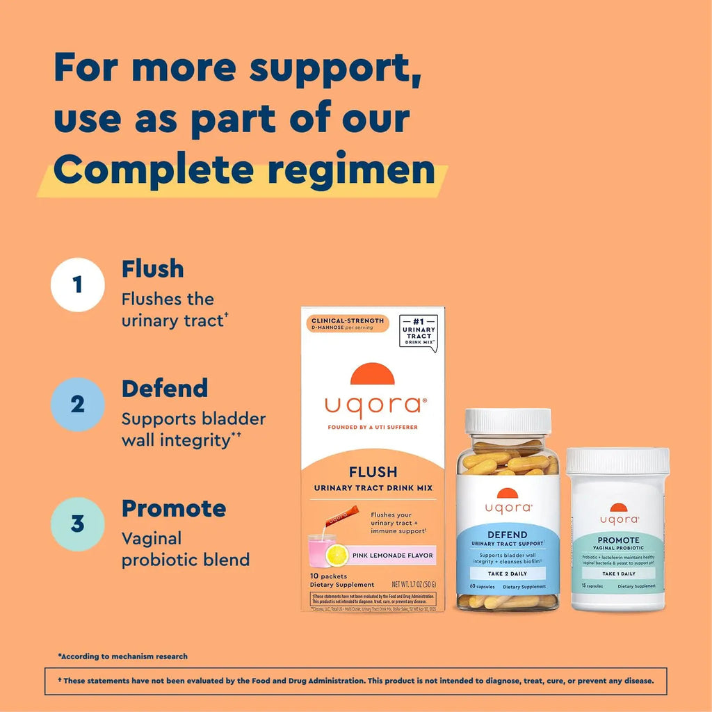 Uqora Flush - Urinary Tract* with D-Mannose, Vitamin C, Vitamin B6, Potassium, Magnesium & Calcium - Gluten-Free & Vegan - Pink Lemonade Flavor - 20 Packets (2 Pack) Uqora Au supplements