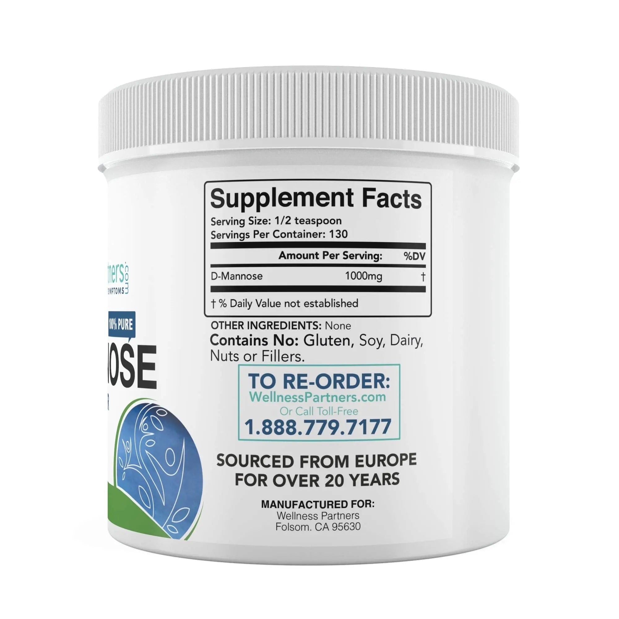 Now New UTI-Slip D Mannose Non GMO Organic Source Powder 130g jar. WellnessPartners Au supplements