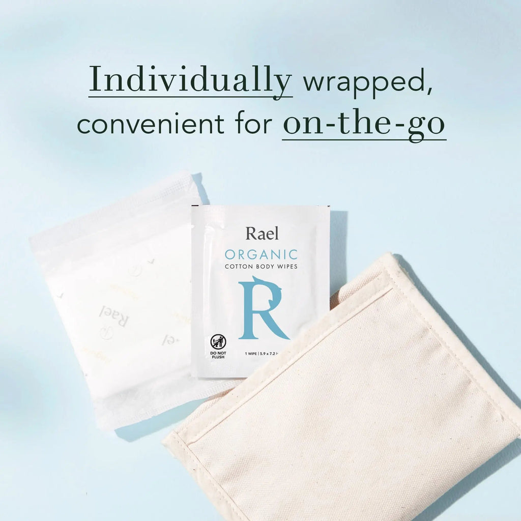 Rael Body Wipes, Organic Cotton Wipes for Women - Unscented Body Wipes, Individually Wrapped Rael Au supplements