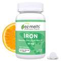 EZ Melts Iron - Supplement for Daily Energy & Iron Support - with Vitamin C - No Artificial Flavors - Non-GMO & Vegan - Zesty Orange