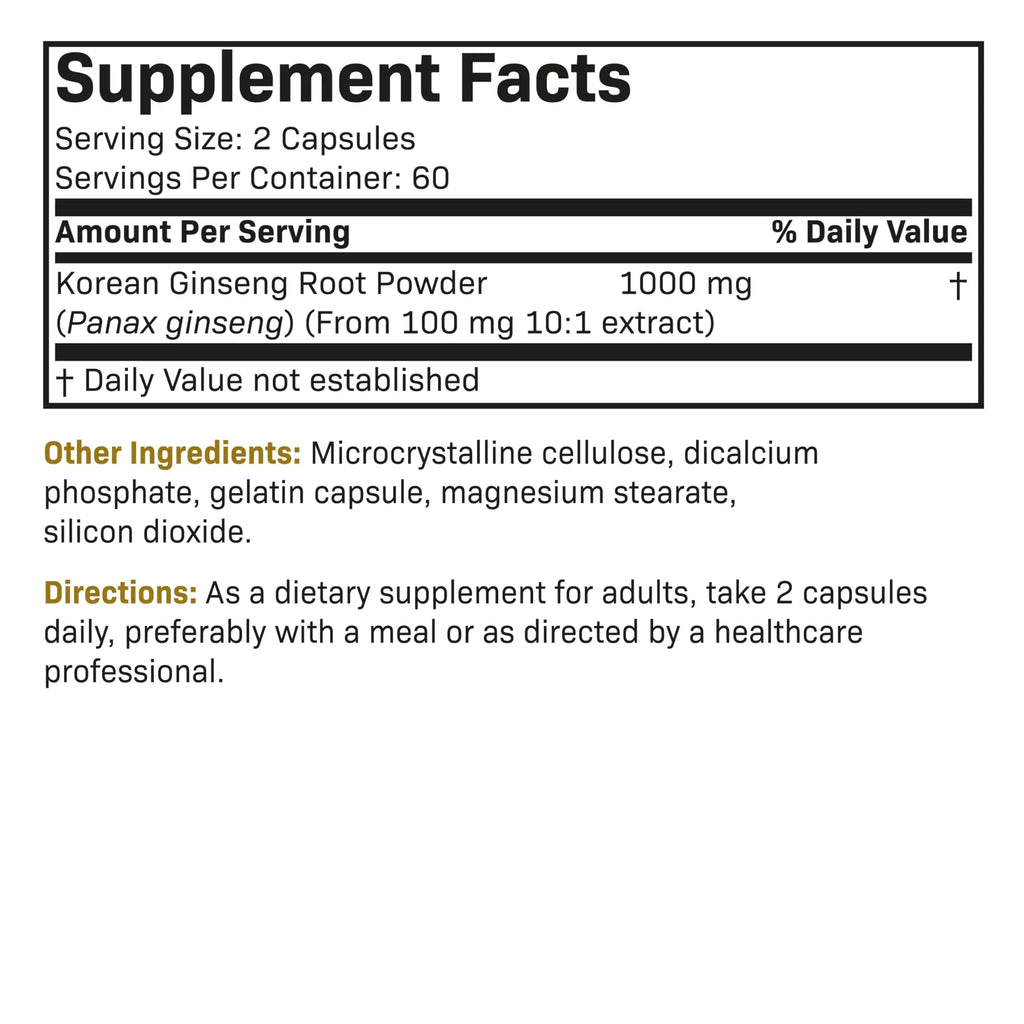 Futurebiotics Korean Panax Ginseng 1000 MG Per Serving Energy, Memory & Brain Health Futurebiotics Au supplements