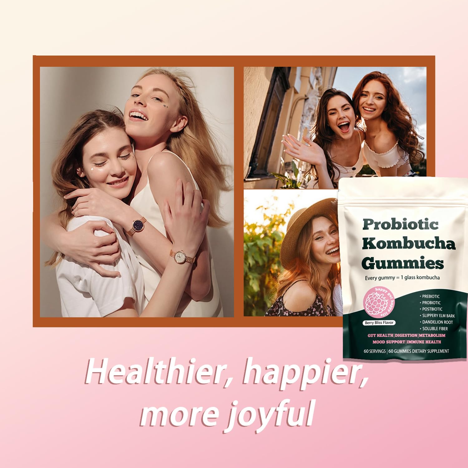 Glo Vous Probiotic Kombucha Gummies – 60 Gummies, with Prebiotics, Postbiotics & Fiber,Includes Slippery Elm, Dandelion Root & MCT Oil,Supports Digestive Health, Bloating Relief & Gut Support Glo Vous Au supplements