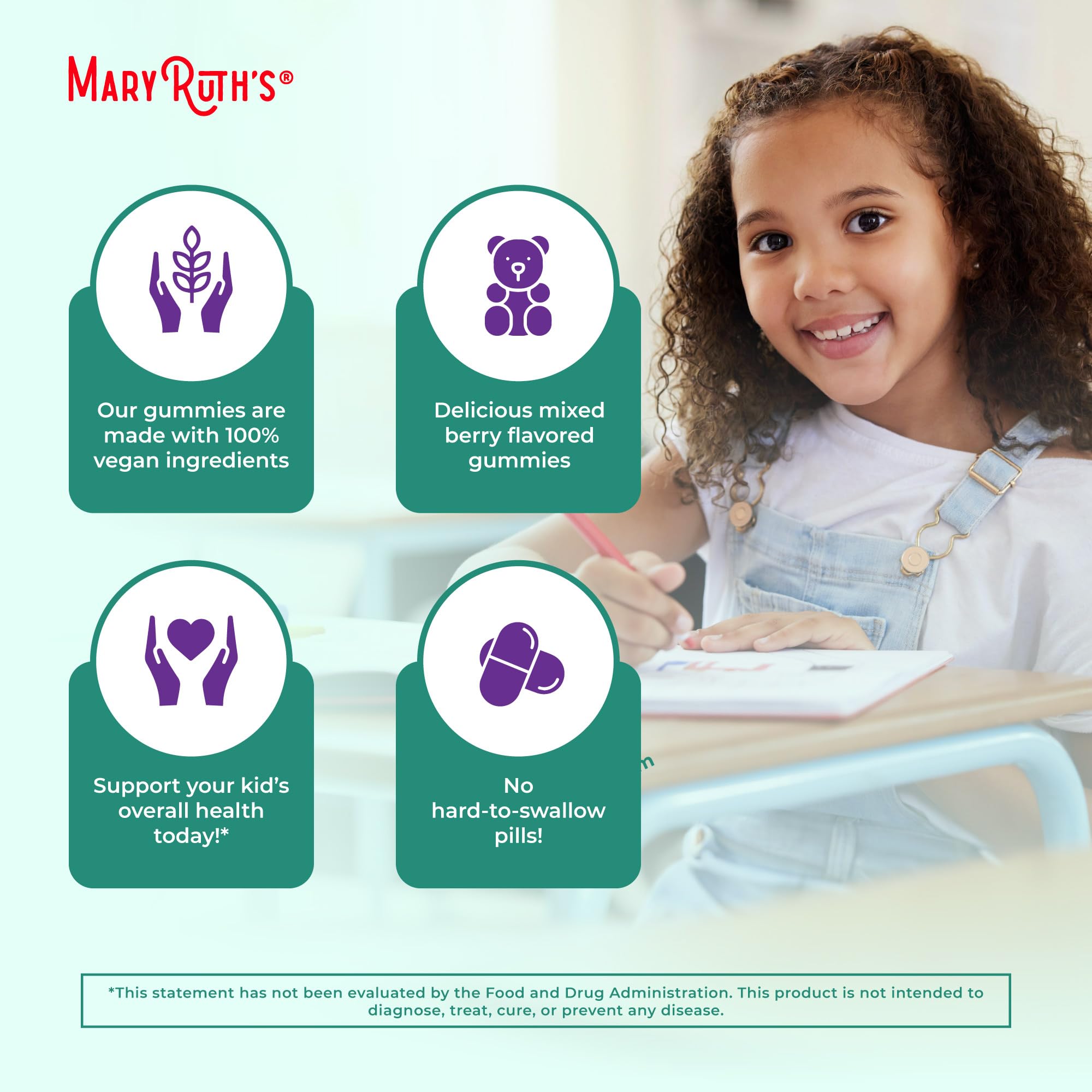 MaryRuth Organics Kids Immune Support Gummies | USDA Organic | Vitamin C, Zinc, and Elderberry Gummies for Kids| Immune Support for Ages 4+ | Vegan