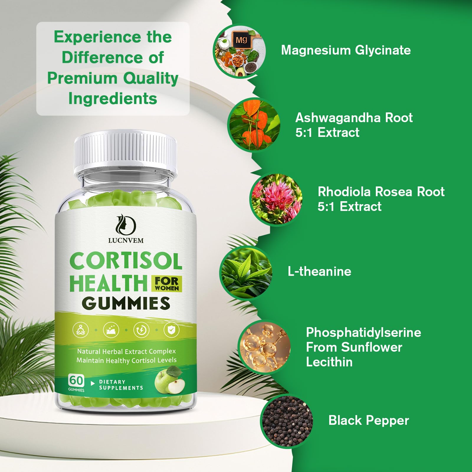 Cortisol Detox for Women Gummies, Cortisol Reducer Detox Manager, Magnesium Ashwagandha Rhodiola Rosea Herbal Complex for Mood/Focus & Sleep, Maintain Healthy Cortisol Levels - 30 Day Vegan Supply LUCNVEM Au supplements