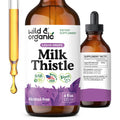 Wild & Organic Milk Thistle Liquid Drops - Liver Cleanse Detox - Silymarin Milk Thistle Supplement for Liver Support - Add to Tea - Silybum Marianum Seed Extract Tincture