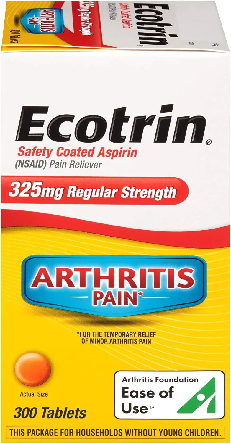 Ecotrin Regular Strength Safety Coated Aspirin | Arthritis Pain | 300 Tablets (2 Pack) Ecotrin Au supplements