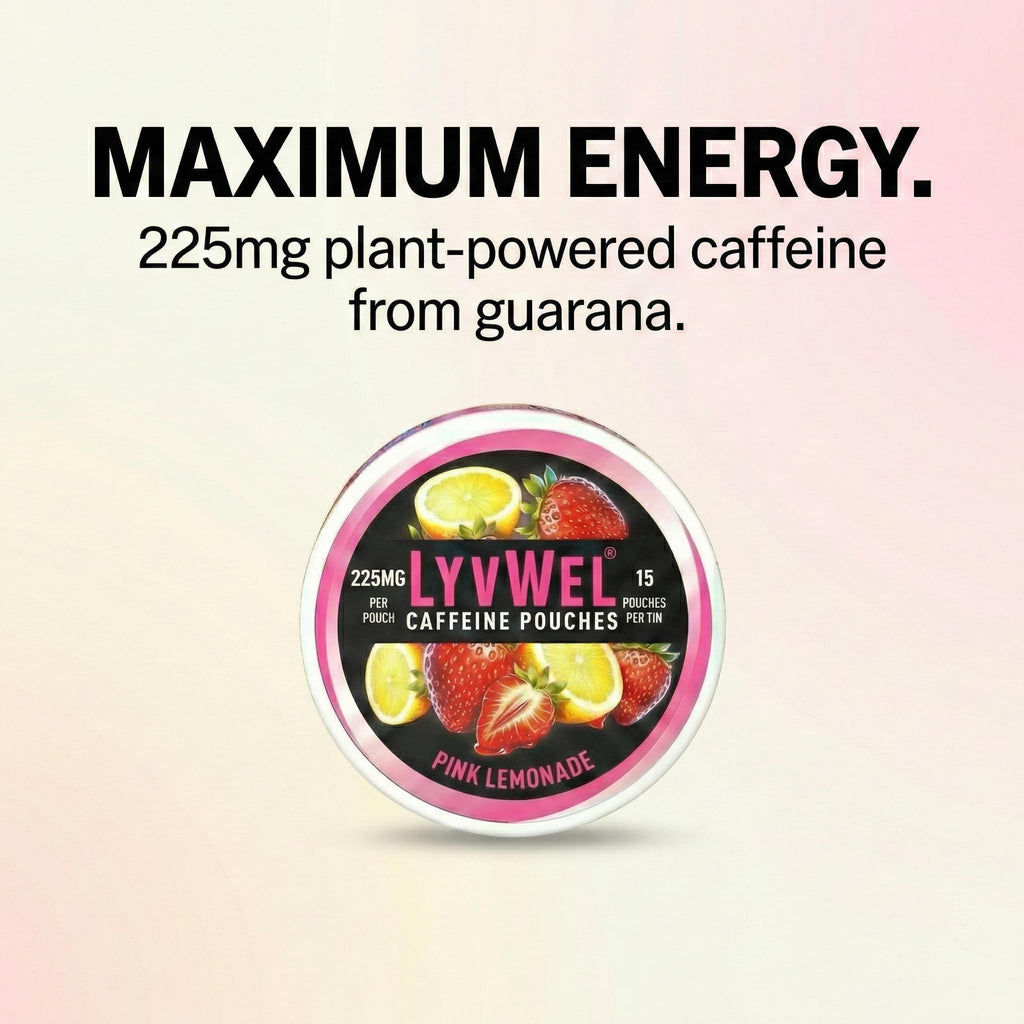 LyvWel 225mg Caffeine Energy Pouches | Nootropic Focus & Neuro Support | Tobacco-Free, Nicotine-Free, Quick Energy Solution | 3-Pack: 45 Pouches (3 Pack, Watermelon Ice, Pink Lemonade, Wintergreen) LyvWel Au supplements