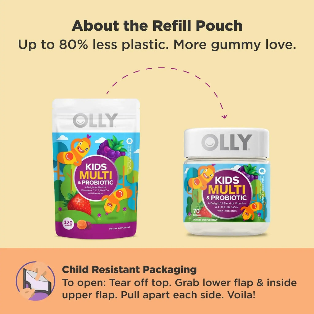 OLLY Kids Multivitamin & Probiotic Gummy, Digestive Support, Vitamins A, D, C, E, B, Zinc, Chewable Supplement OLLY Au supplements