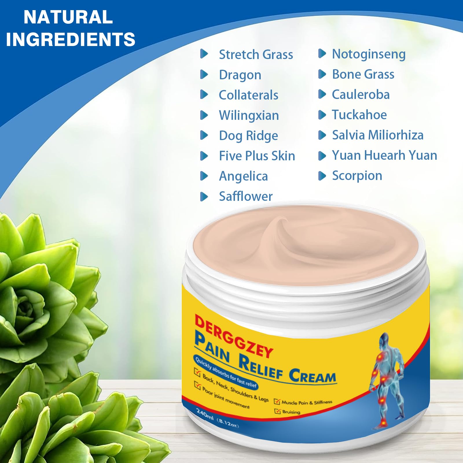 Derggzey Naturals Arthritis Pain Relief Cream 8 oz - Maximum Strength Deep Penetrating for Joint, Muscle, Knee, Back, Feet, Hand, Ankle - Effective Soothing Derggzey Au supplements