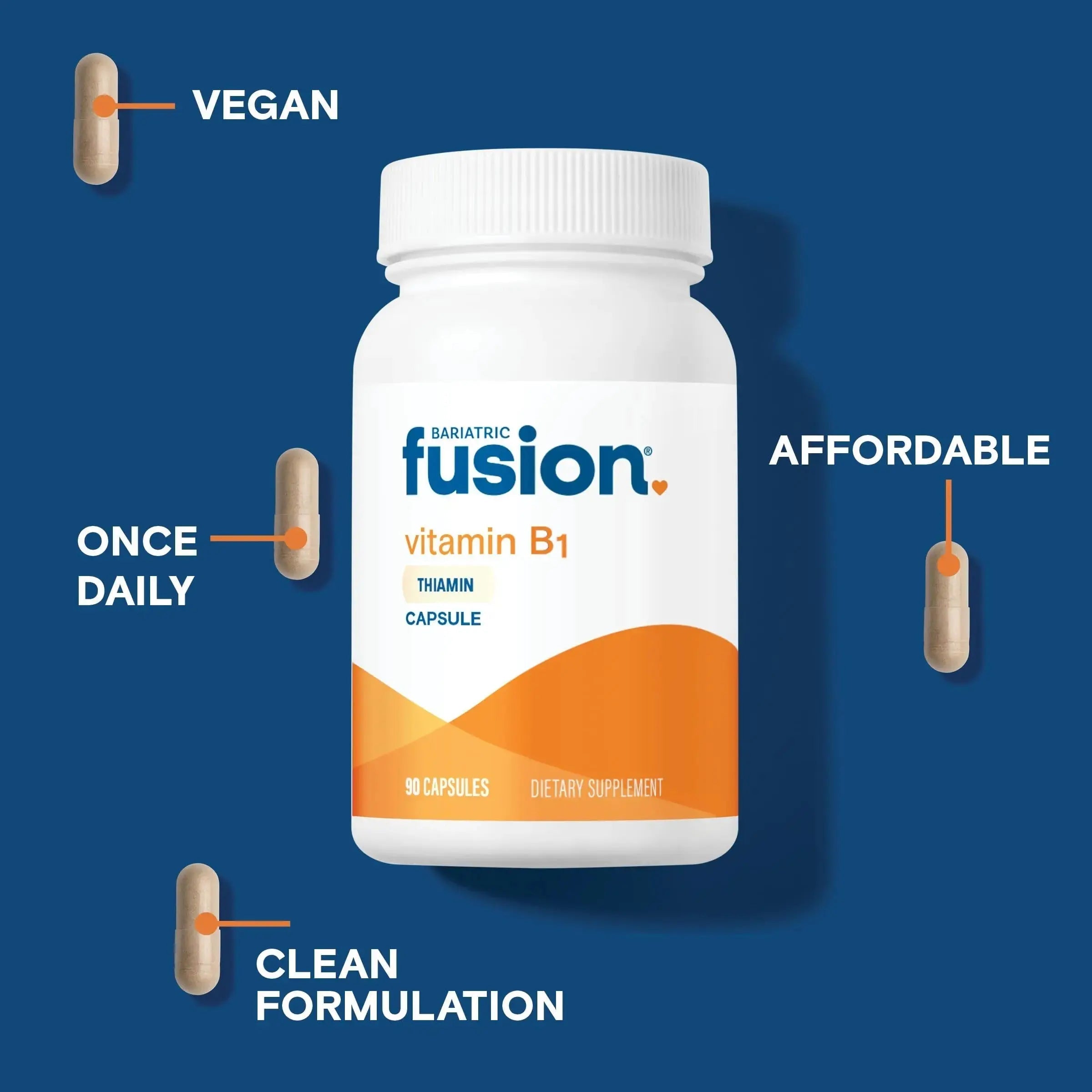 Bariatric Fusion Vitamin B1(Thiamine) for Bariatric Surgery Patients Including Gastric Bypass & Sleeve Gastrectomy, Easy to Swallow Capsule, 90 Count Bariatric Fusion Au supplements