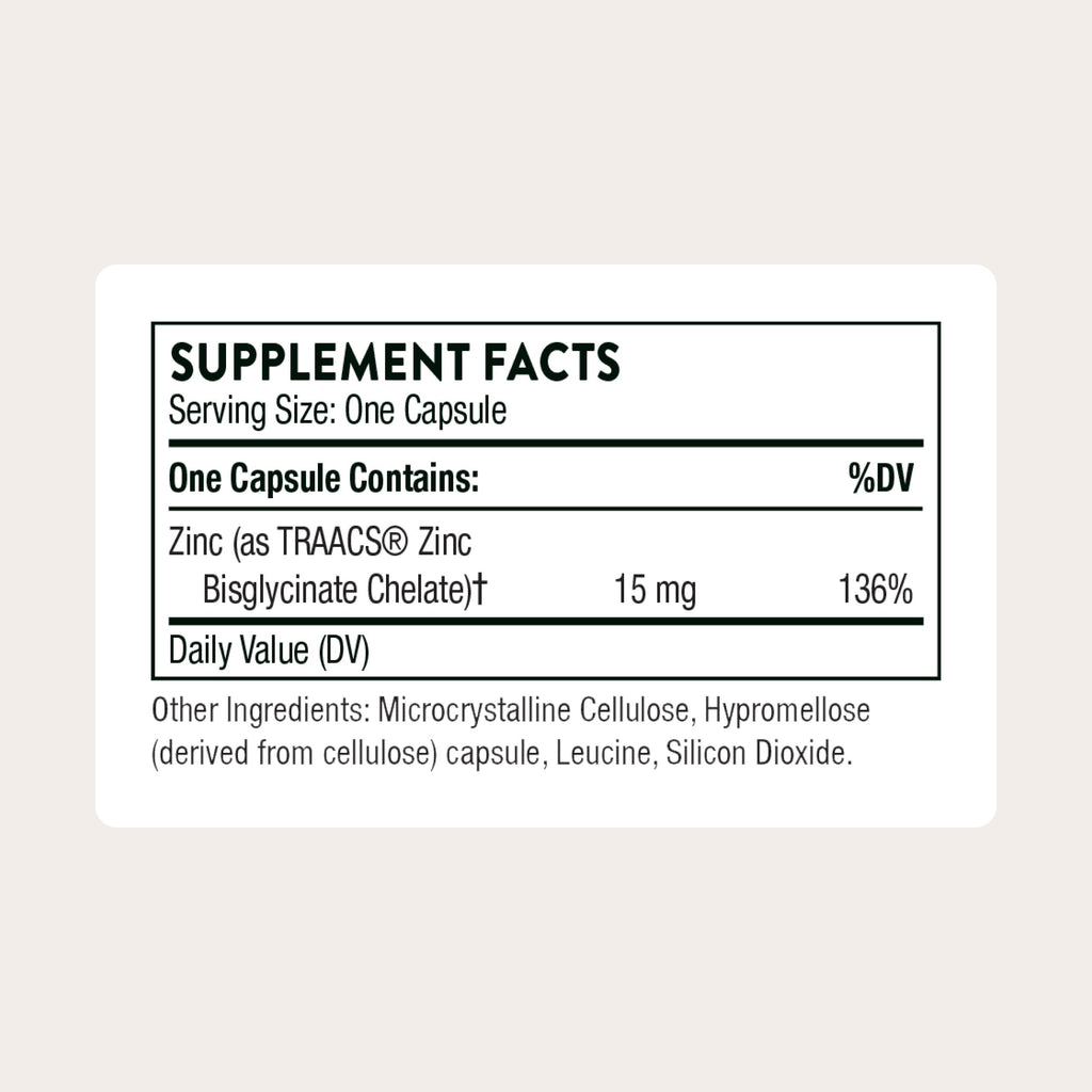 THORNE - Zinc Bisglycinate 15 mg - Highly Absorbable Zinc Supplement - Supports Immune System, Eye, Skin & Reproductive Health* - Third-Party Certified
