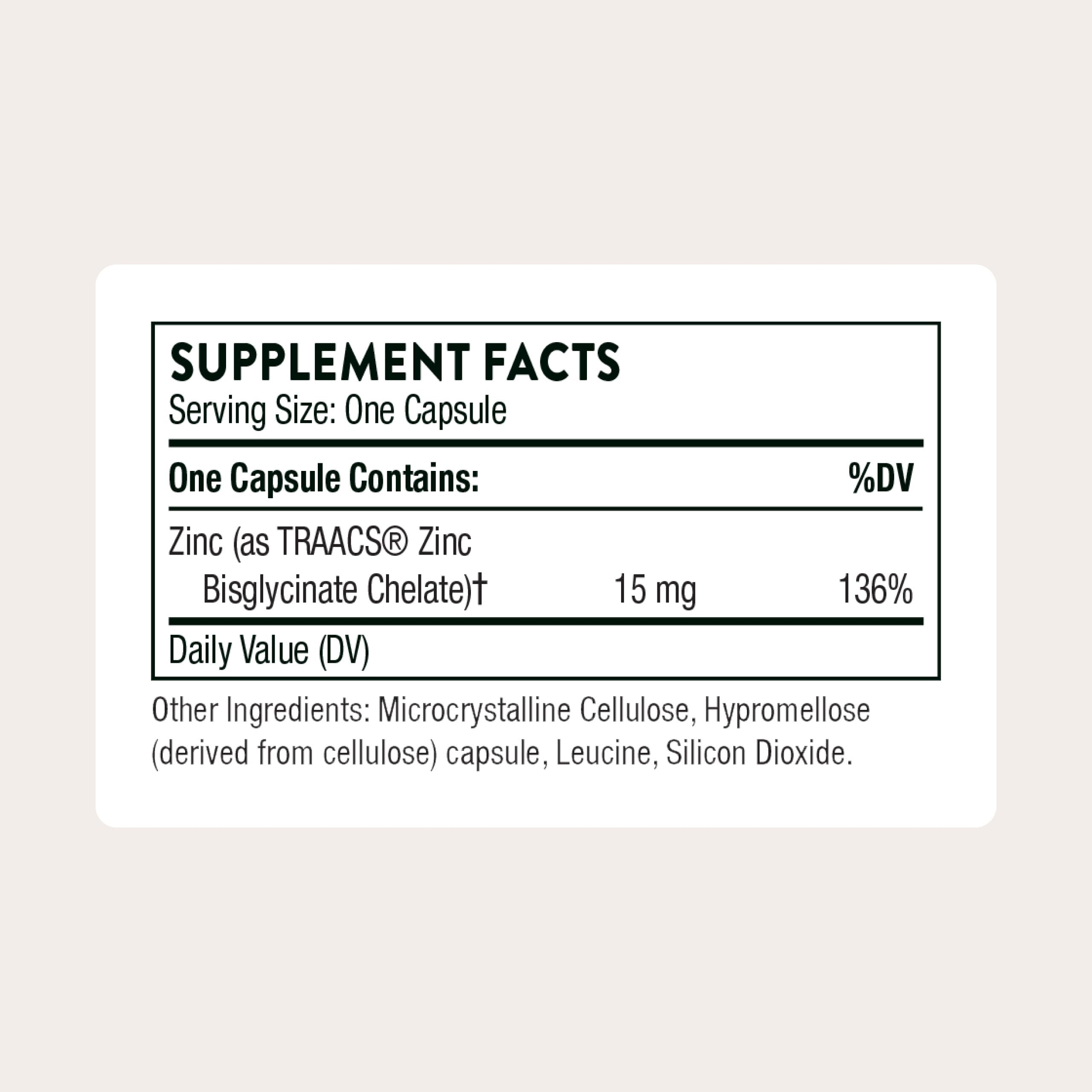 THORNE - Zinc Bisglycinate 15 mg - Highly Absorbable Zinc Supplement - Supports Immune System, Eye, Skin & Reproductive Health* - Third-Party Certified